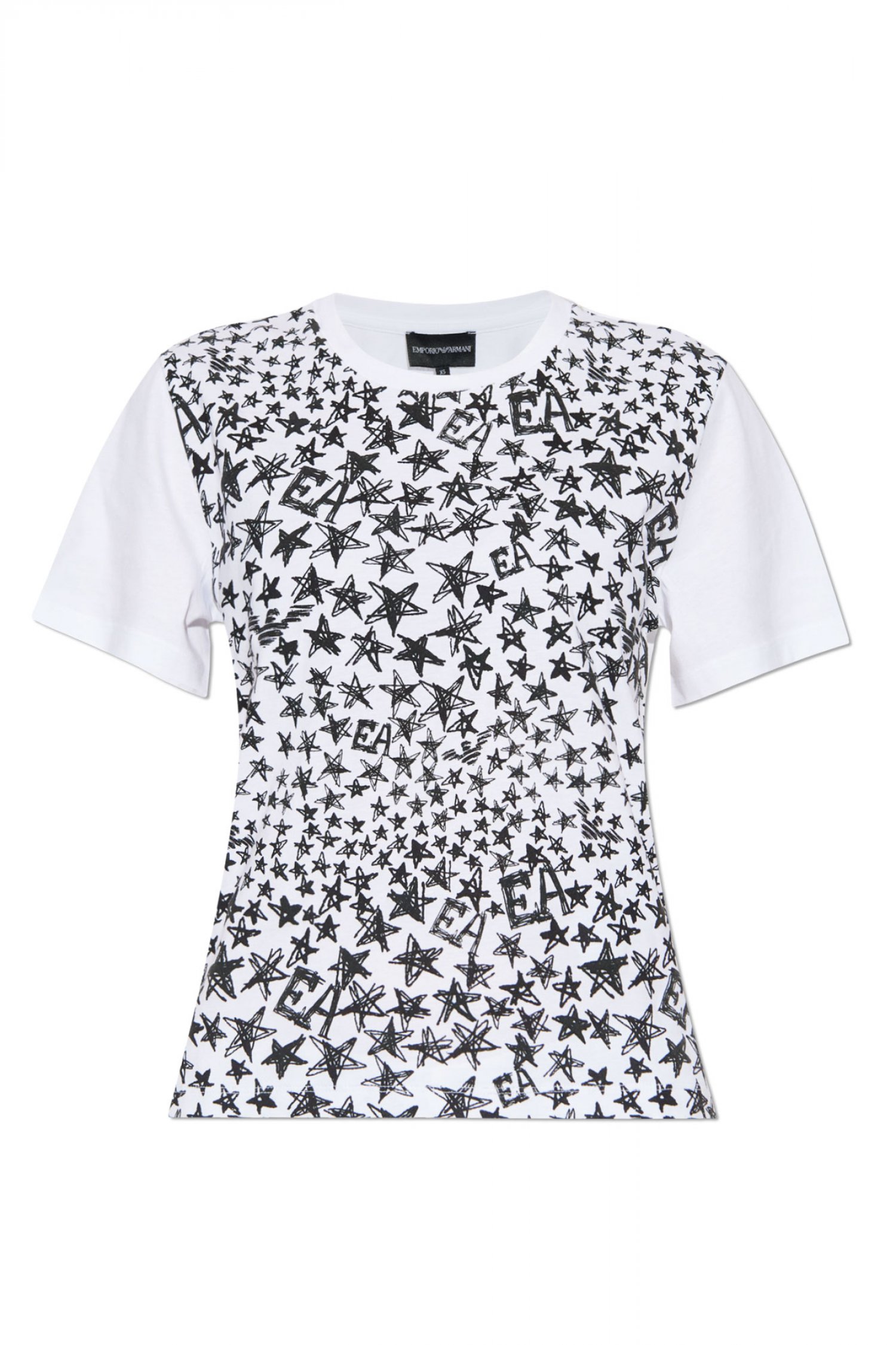EMPORIO ARMANI T-SHIRT ΤΥΠΩΜΑ ΑΣΤΕΡΙΑ ΜΑΥΡΟ/ΛΕΥΚΟ