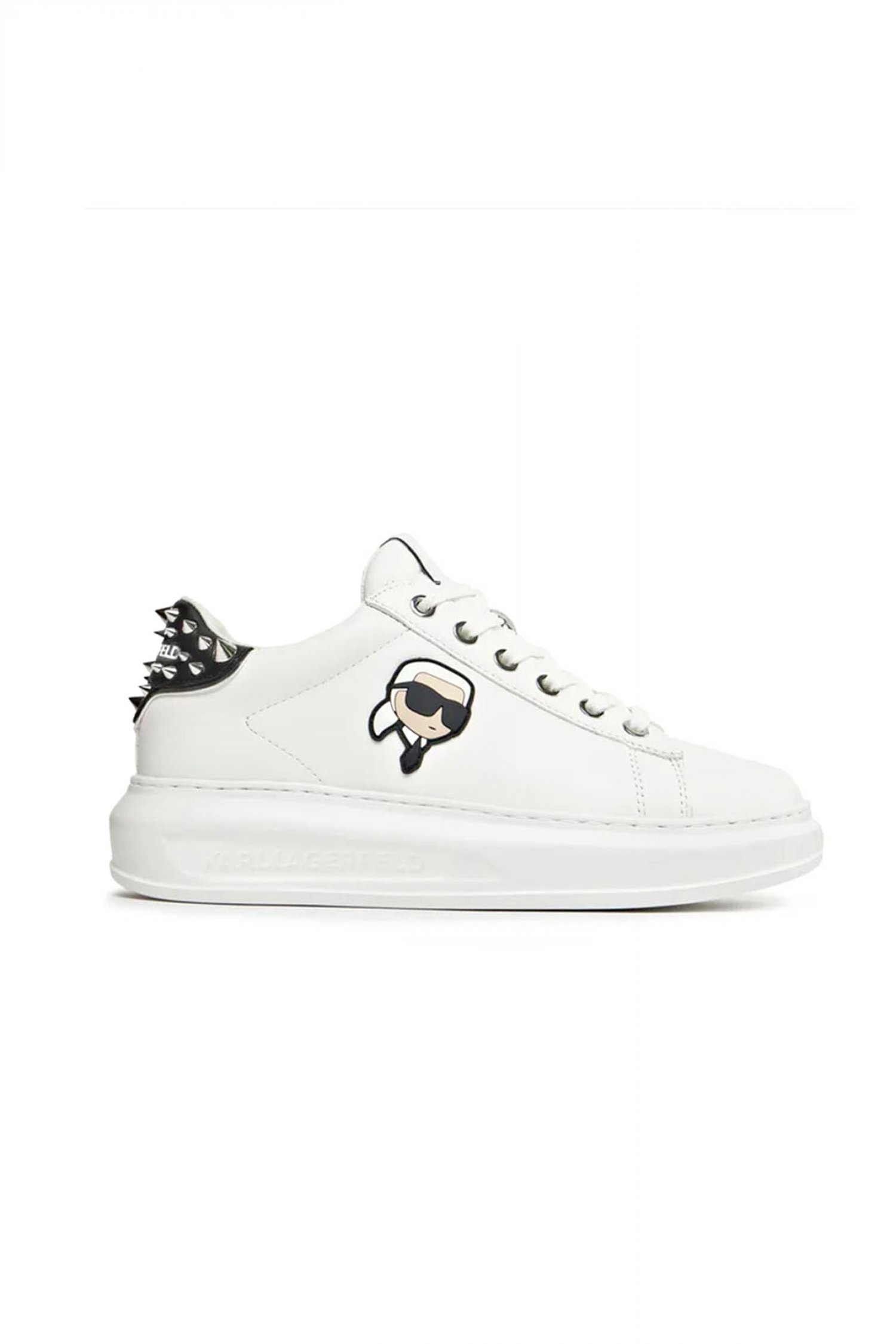 KARL LAGERFELD ΠΑΠΟΥΤΣΙΑ SNEAKERS NFT STUD TAB MΕΤΑΛΛΙΚΑ ΤΡΟΥΞ LOGO ΛΕΥΚΟ