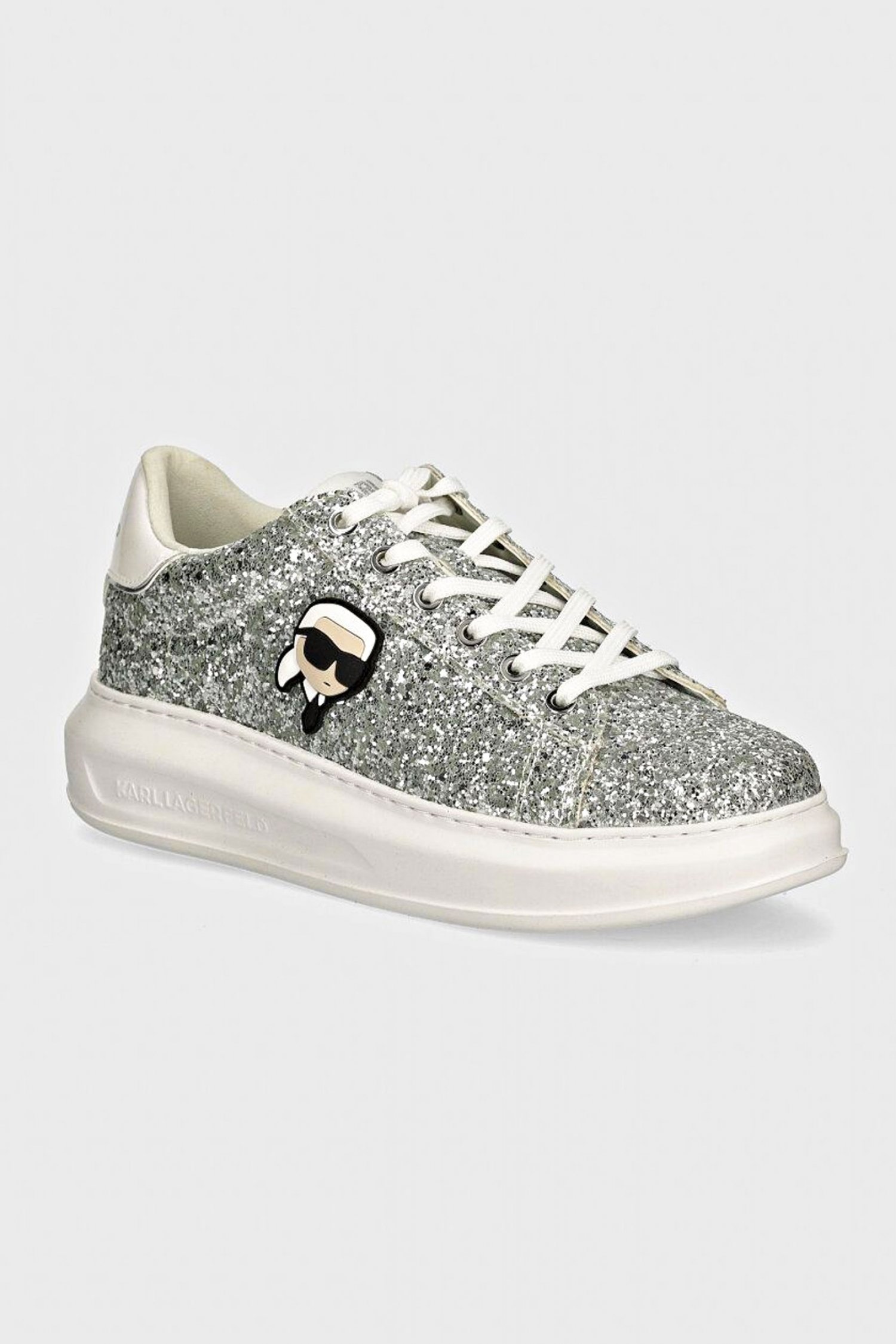 KARL LAGERFELD ΠΑΠΟΥΤΣΙΑ SNEAKERS NFT LO LACE ΜΕΤΑΛΛΙKO GLITTER LOGO ΑΣΗΜΙ