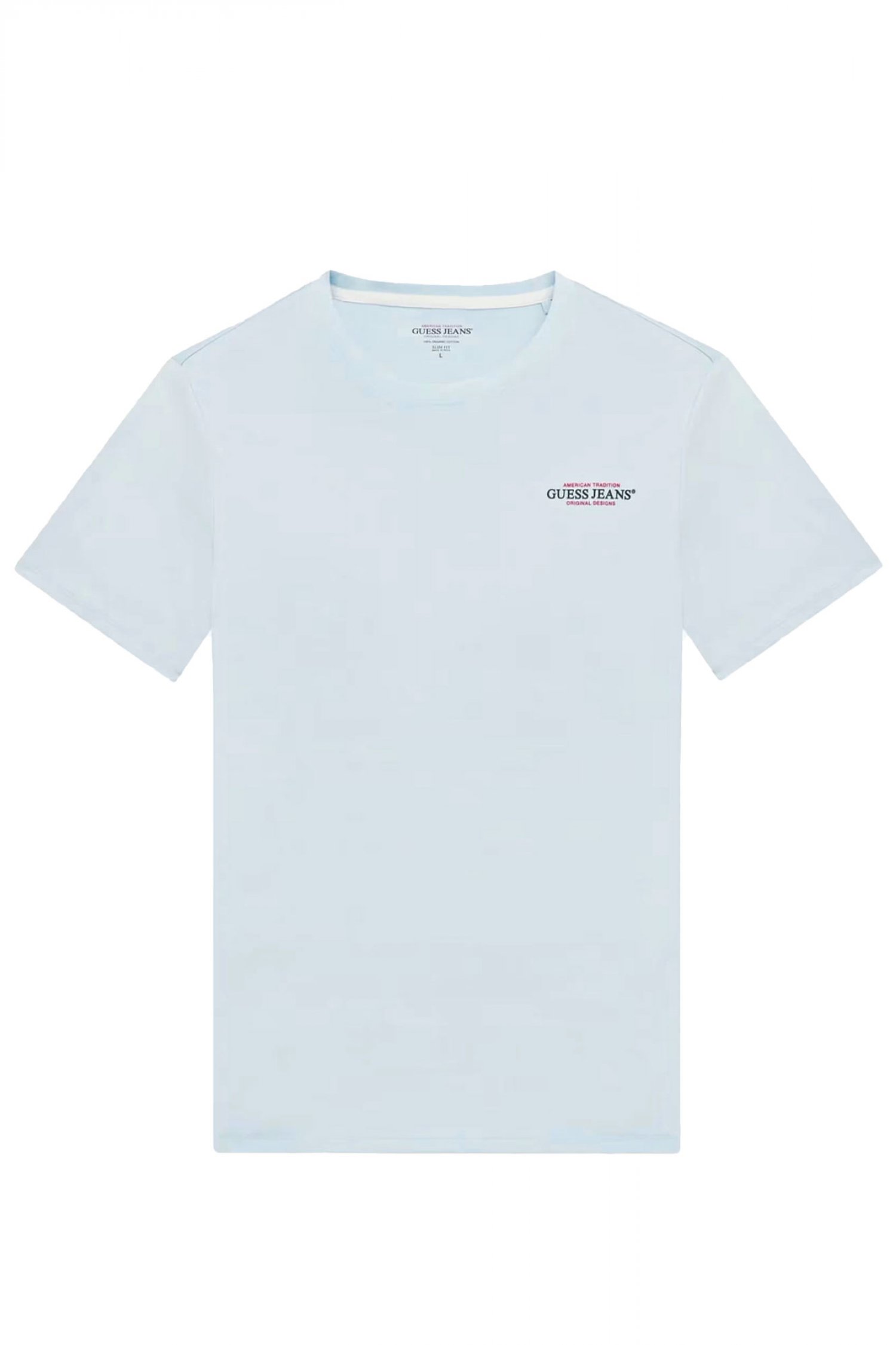 GUESS JEANS GUESS JEANS T-SHIRT CREWNECK REGULAR FIT LOGO ΣΙΕΛ