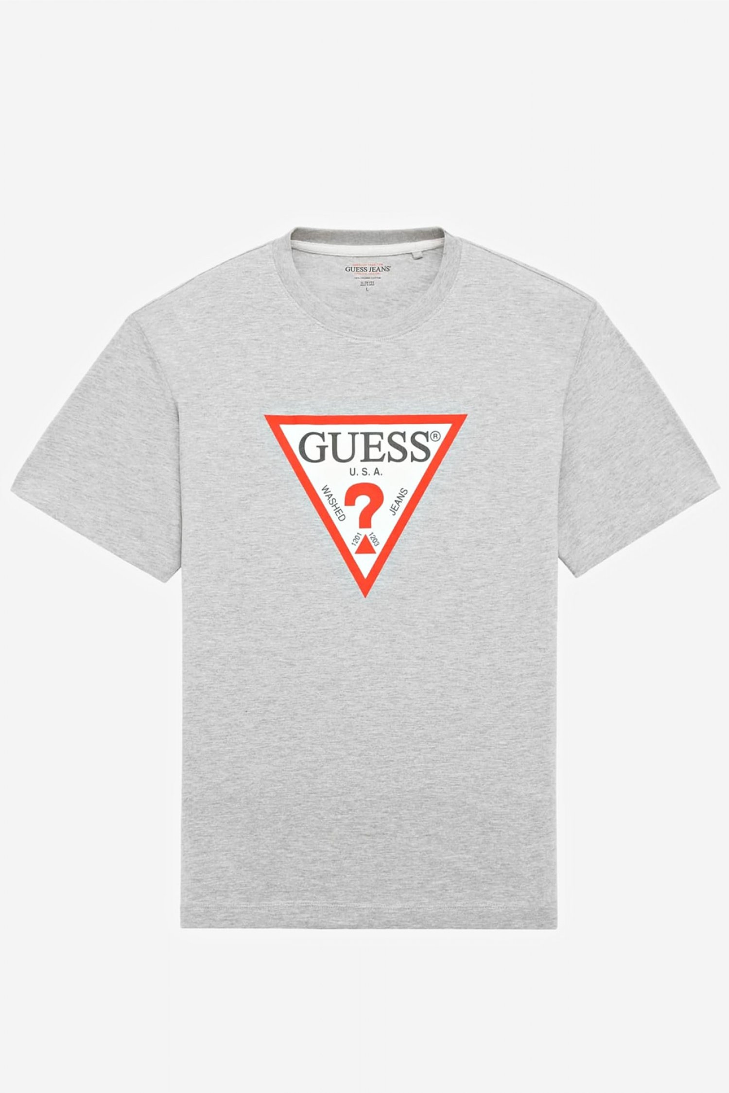 GUESS JEANS GUESS JEANS T-SHIRT CREWNECK OVERSIZED FIT LOGO ΓΚΡΙ
