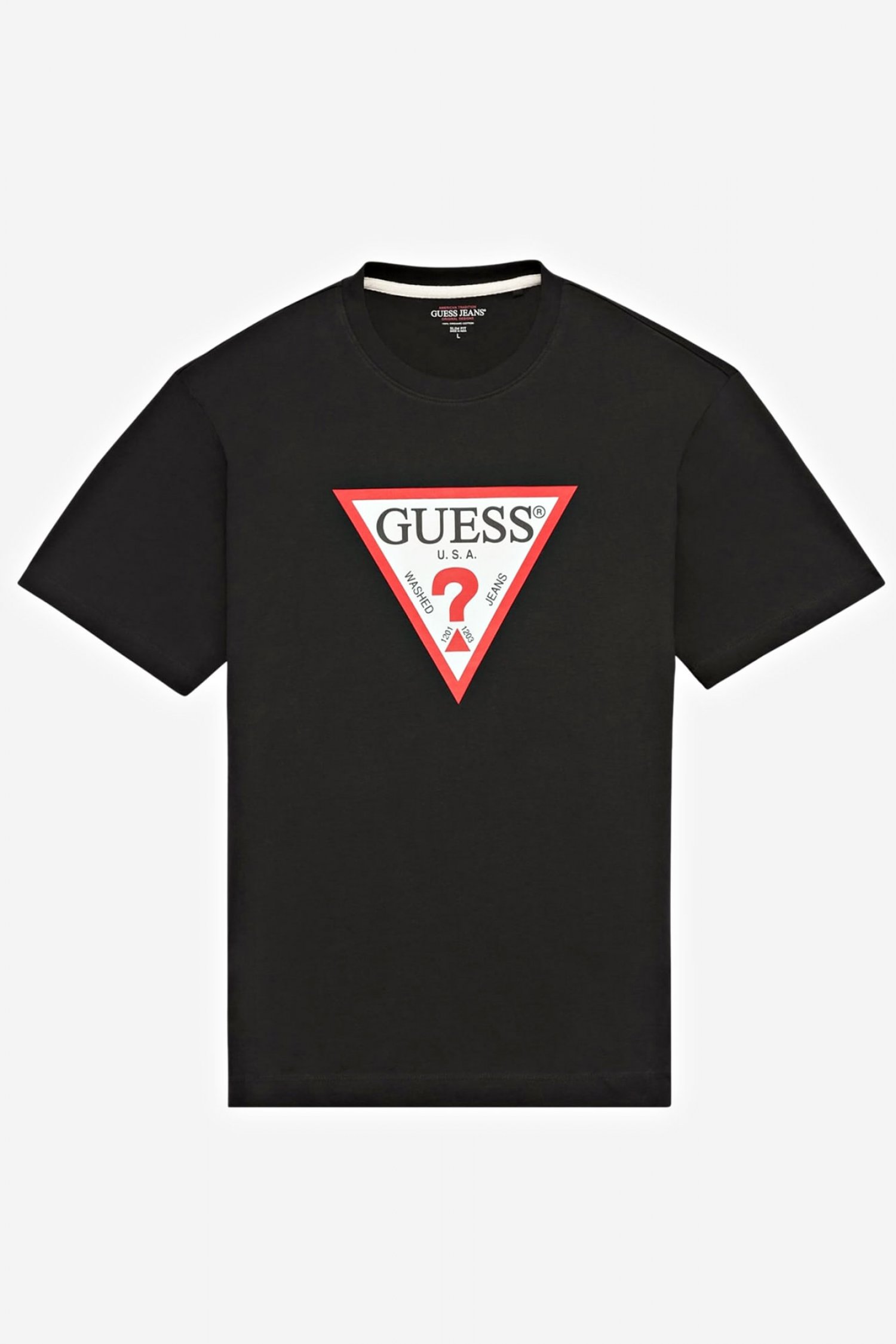 GUESS JEANS GUESS JEANS T-SHIRT CREWNECK OVERSIZED FIT LOGO ΜΑΥΡΟ