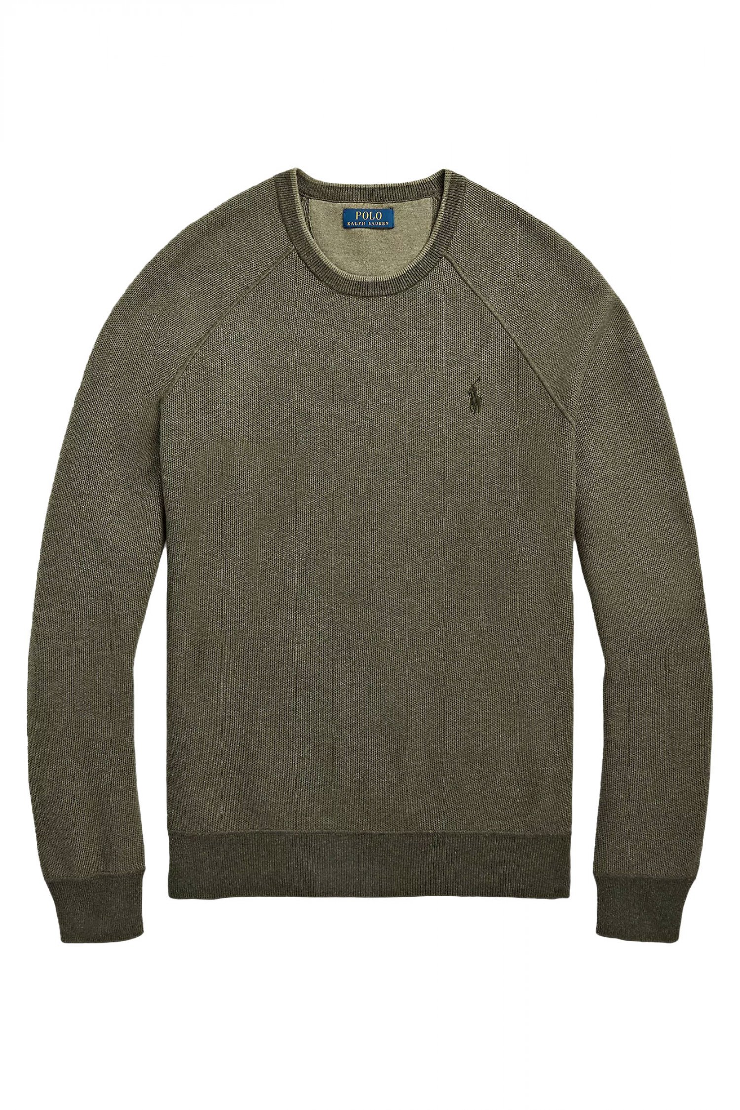 RALPH LAUREN ΠΛΕΚΤΟ CREW NECK LOGO ΧΑΚΙ