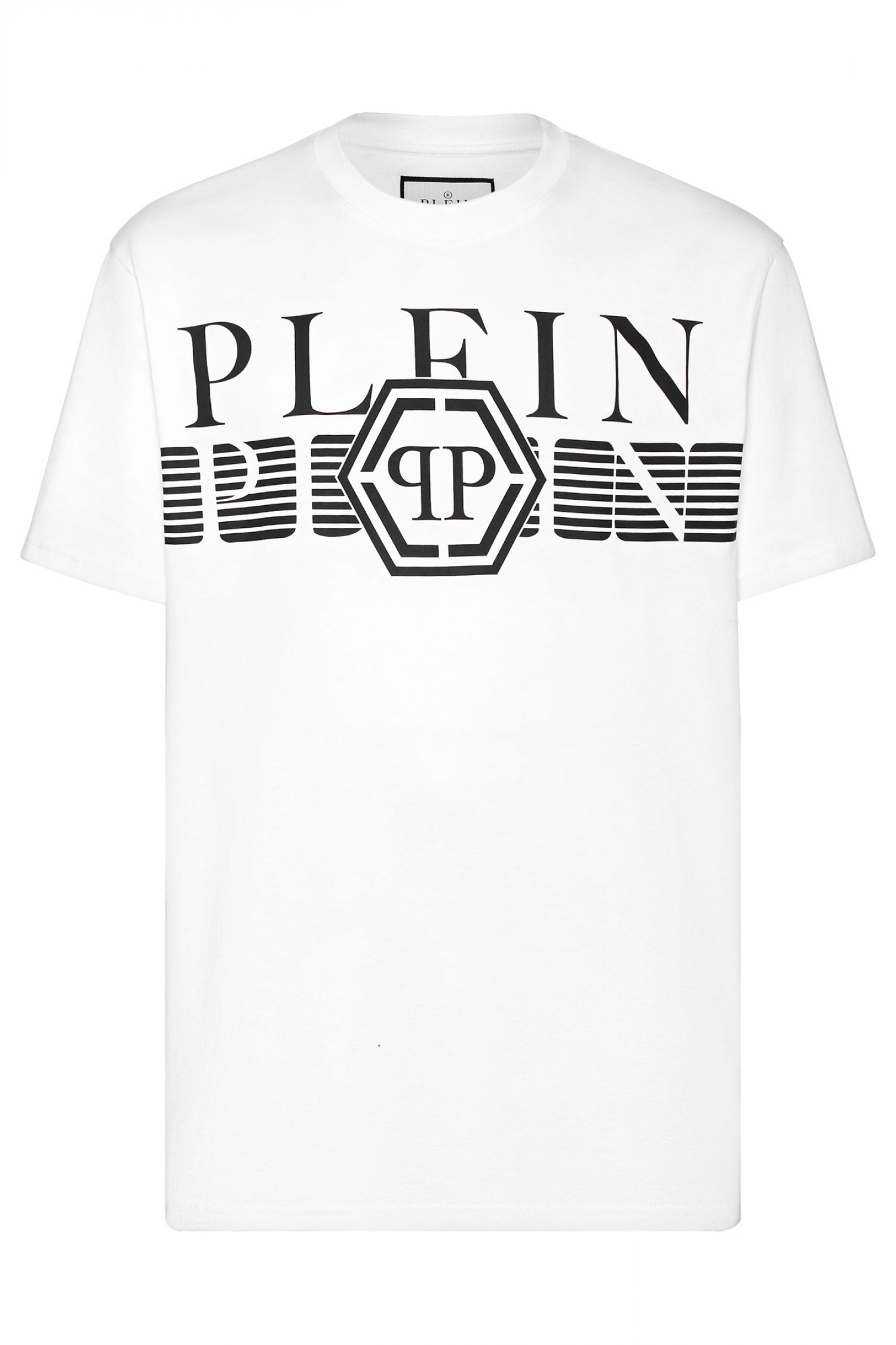 PHILIPP PLEIN T-SHIRT ROUND NECK SS LOGO ΛΕΥΚΟ