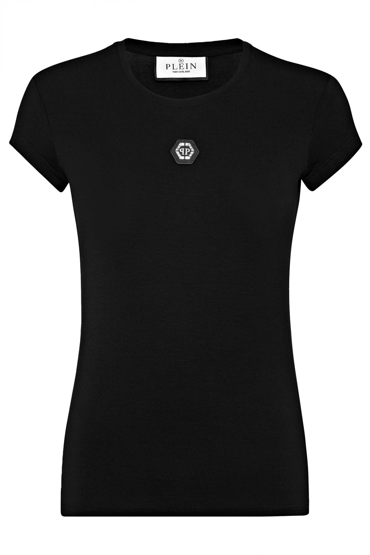 PHILIPP PLEIN T-SHIRT SEXY PURE HEXAGON LOGO ΜΑΥΡΟ