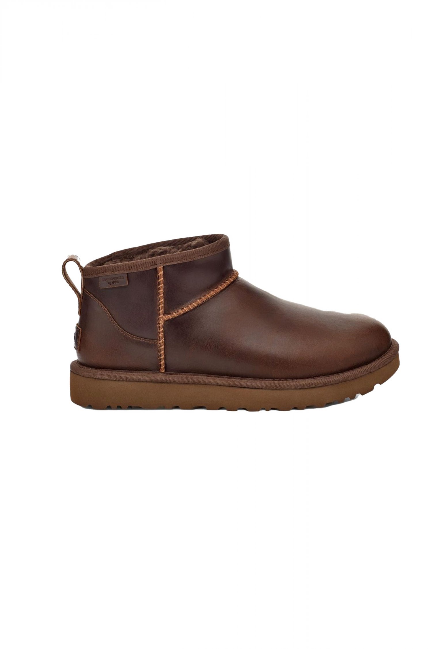 UGG ΠΑΠΟΥΤΣΙΑ ΜΠΟΤΑΚΙA CLASSIC ULTRA MINI LTHR REGEN LOGO KAΦΕ ΣΚΟΥΡΟ