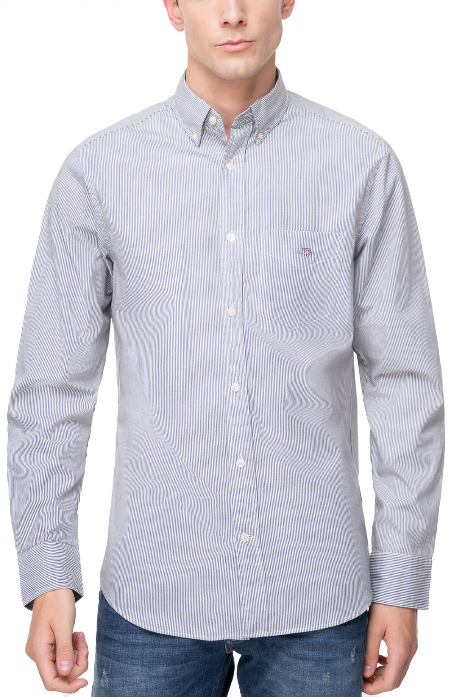 GANT ΠΟYΚΑΜΙΣΟ ΡΙΓΕ REG POPLIN BANKER ΜΑΥΡΟ