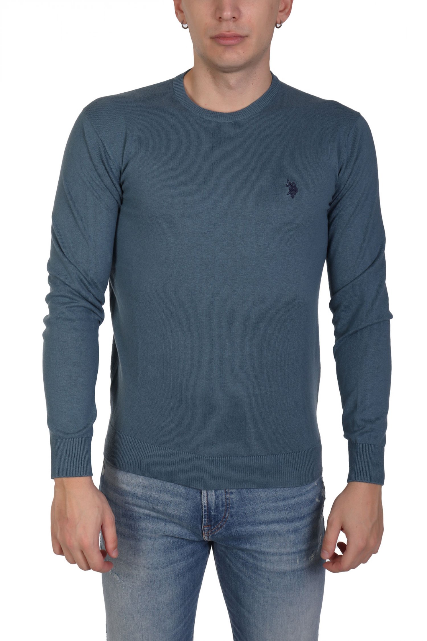 U.S.POLO ASSN ΠΛΕΚΤΟ CREW NECK LOGO LEON ΡΑΦ ΜΠΛΕ