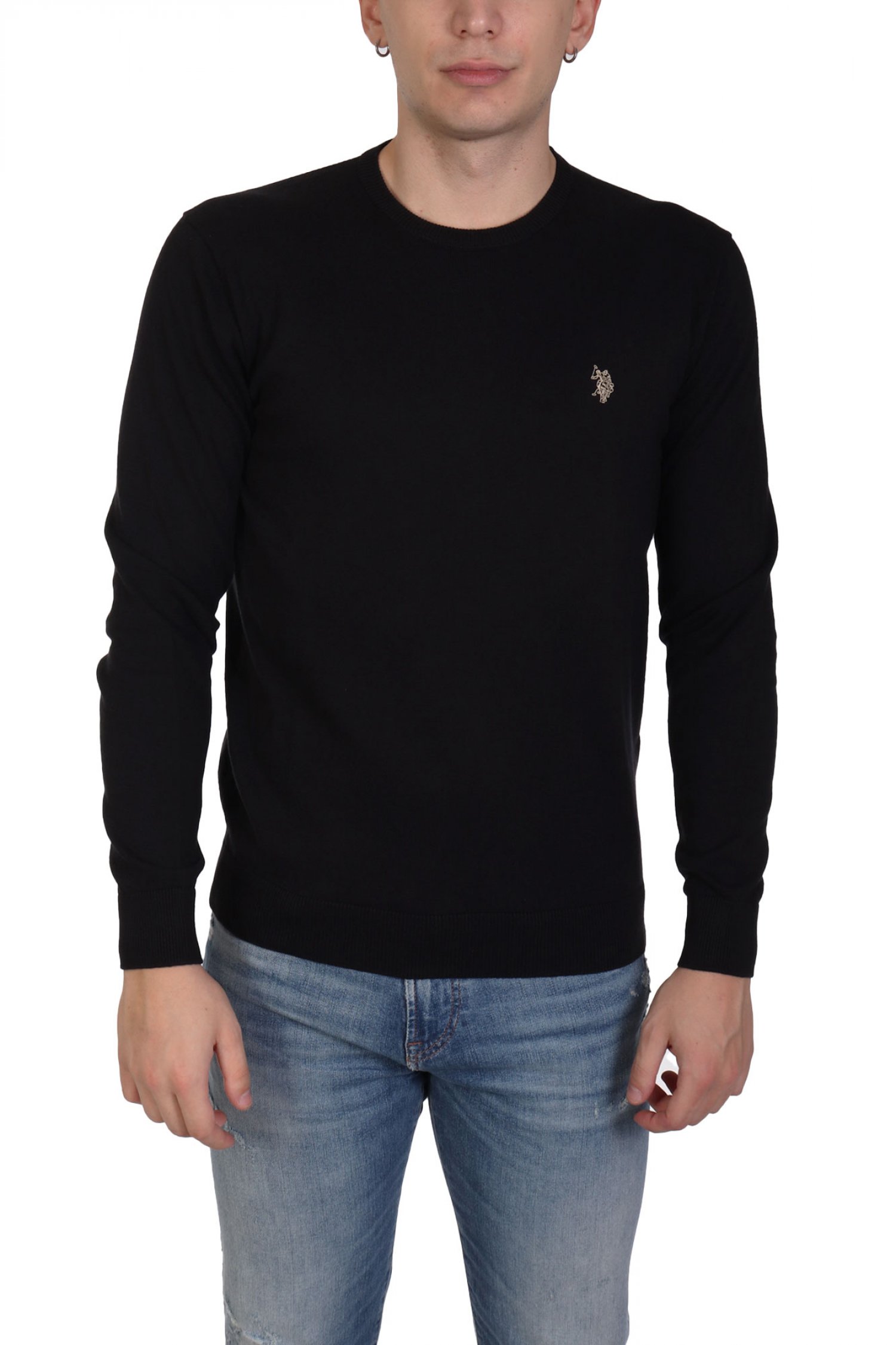 U.S.POLO ASSN ΠΛΕΚΤΟ CREW NECK LOGO LEON ΜΑΥΡΟ