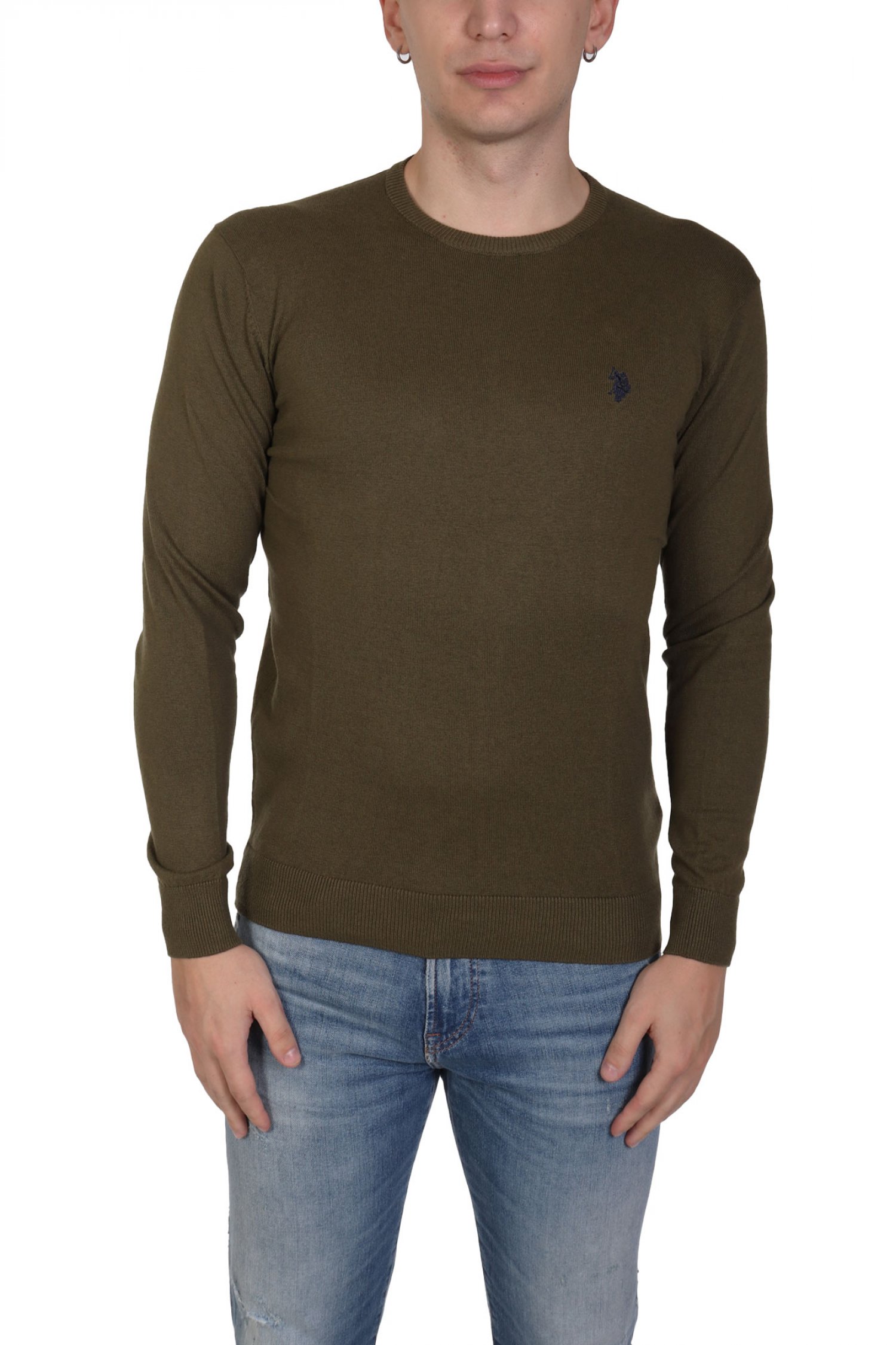 U.S.POLO ASSN ΠΛΕΚΤΟ CREW NECK LOGO LEON ΧΑΚΙ