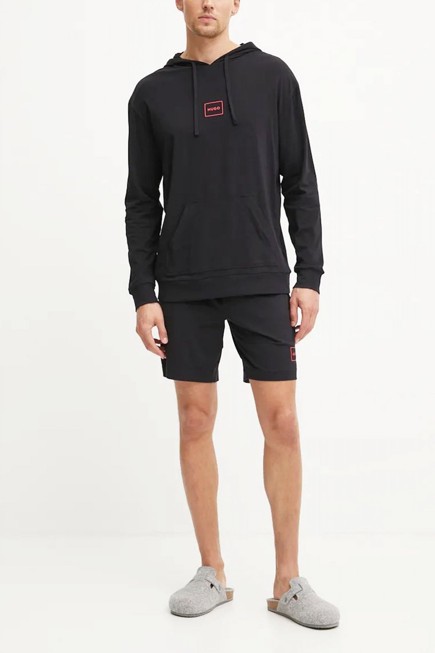 HUGO BODYWEAR T-SHIRT LAZE HOODIE LOGO ΜΑΥΡΟ