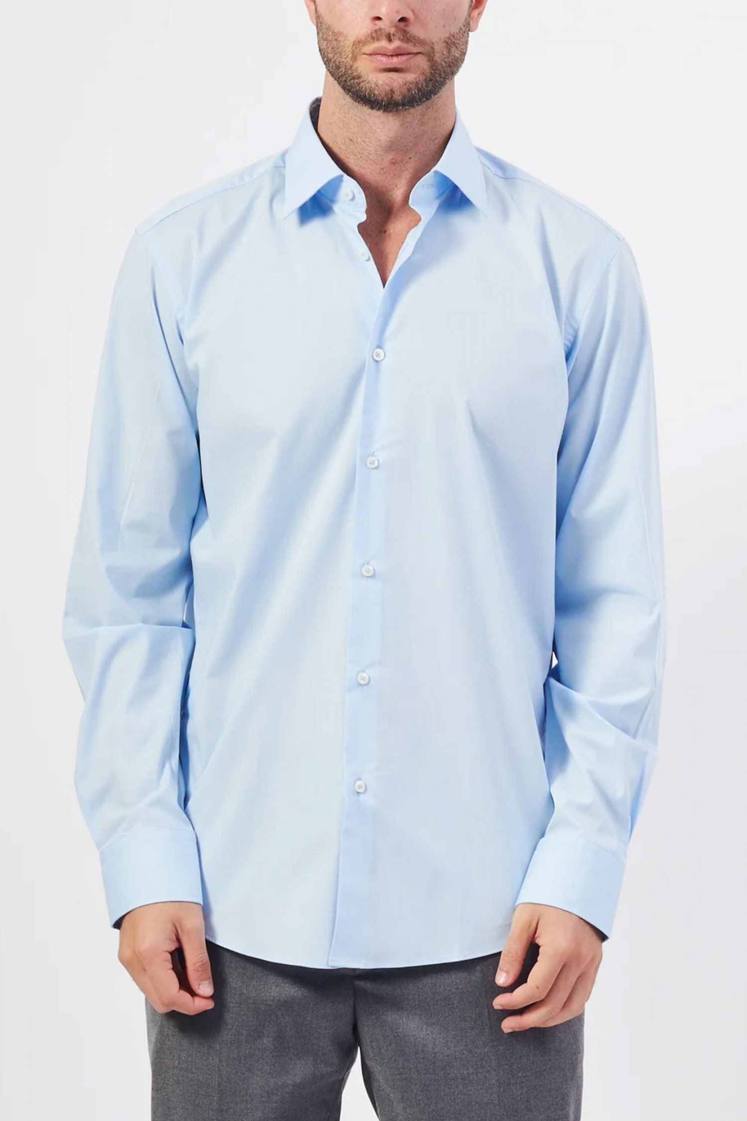 BOSS ΠΟΥΚΑΜΙΣΟ REGULAR FIT H-JOE-KENT-C3-214 EASY IRON STRETCH ΣΙΕΛ