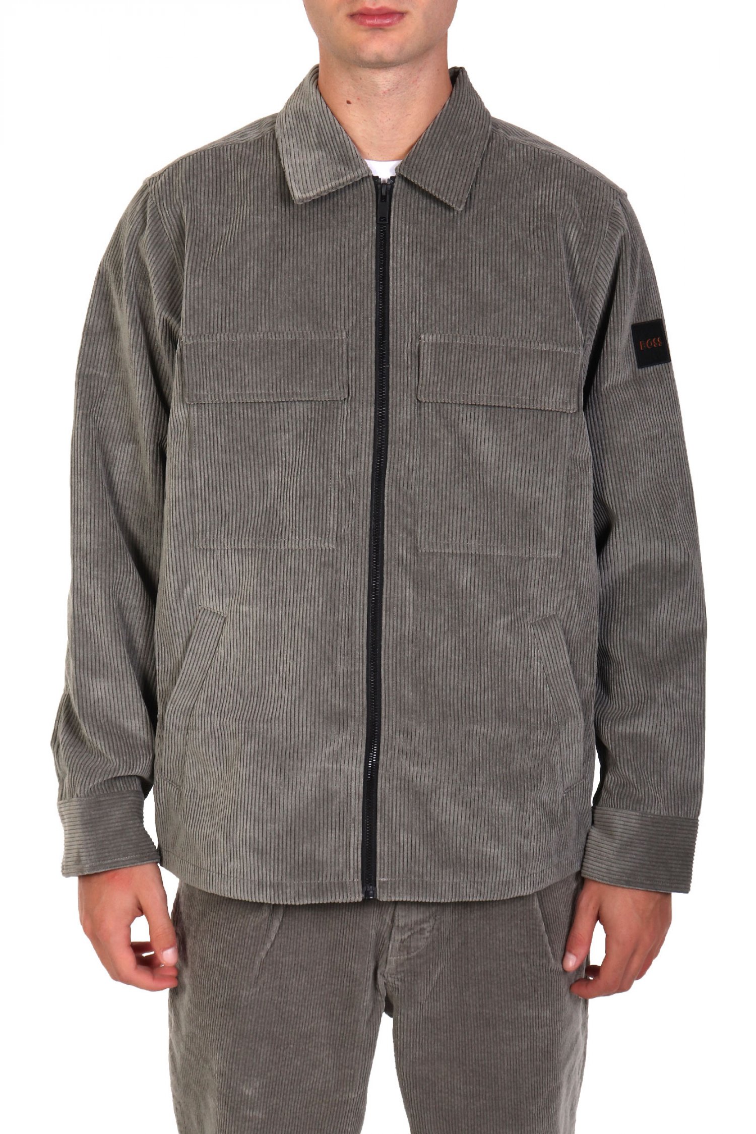 BOSS CASUAL ΠΟΥΚΑΜΙΣΟ ΚΟΤΛΕ FULLZIP LOZZY M ΓΚΡΙ