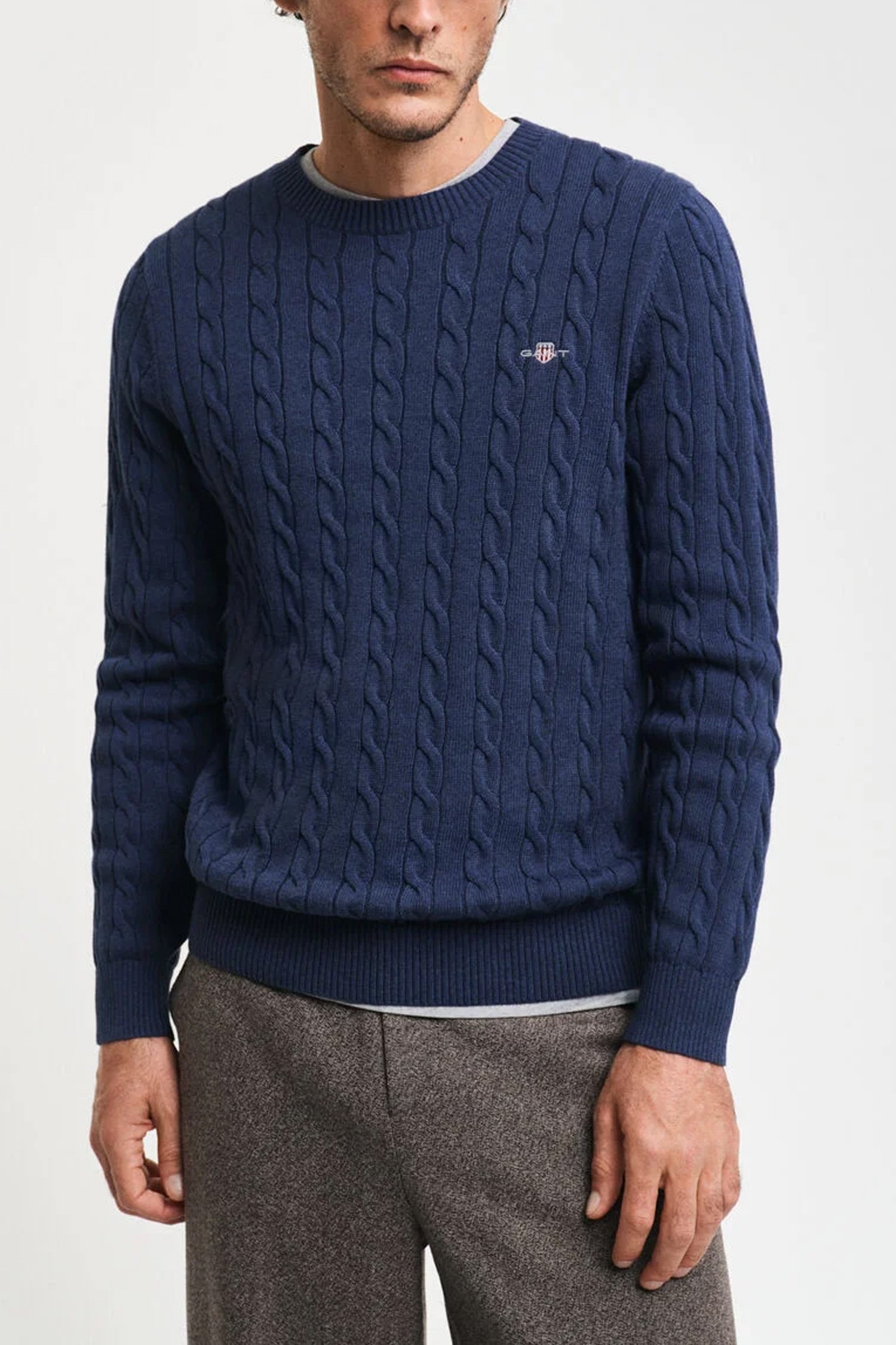 GANT ΠΛΕΚΤΟ COTTON CABLE C-NECK ΜΠΛΕ ΡΑΦ