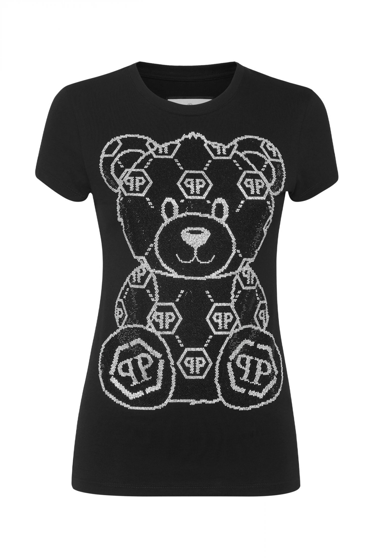 PHILIPP PLEIN T-SHIRT SEXY PURE TEDDY BEAR ΣΤΡΑΣ ΜΑΥΡΟ
