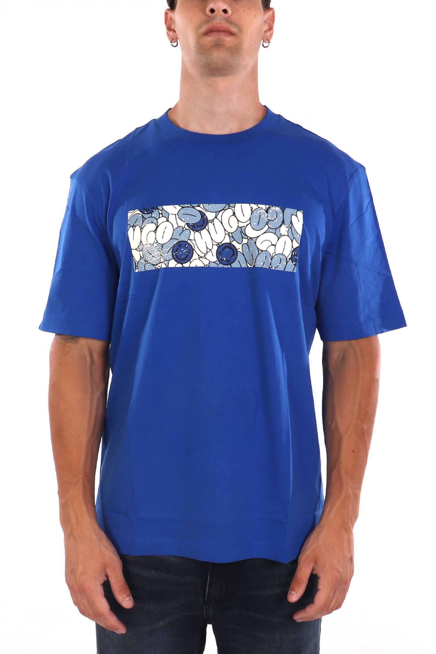 HUGO BLUE Τ-SHIRT NURIX ΡΟΥΑ ΜΠΛΕ