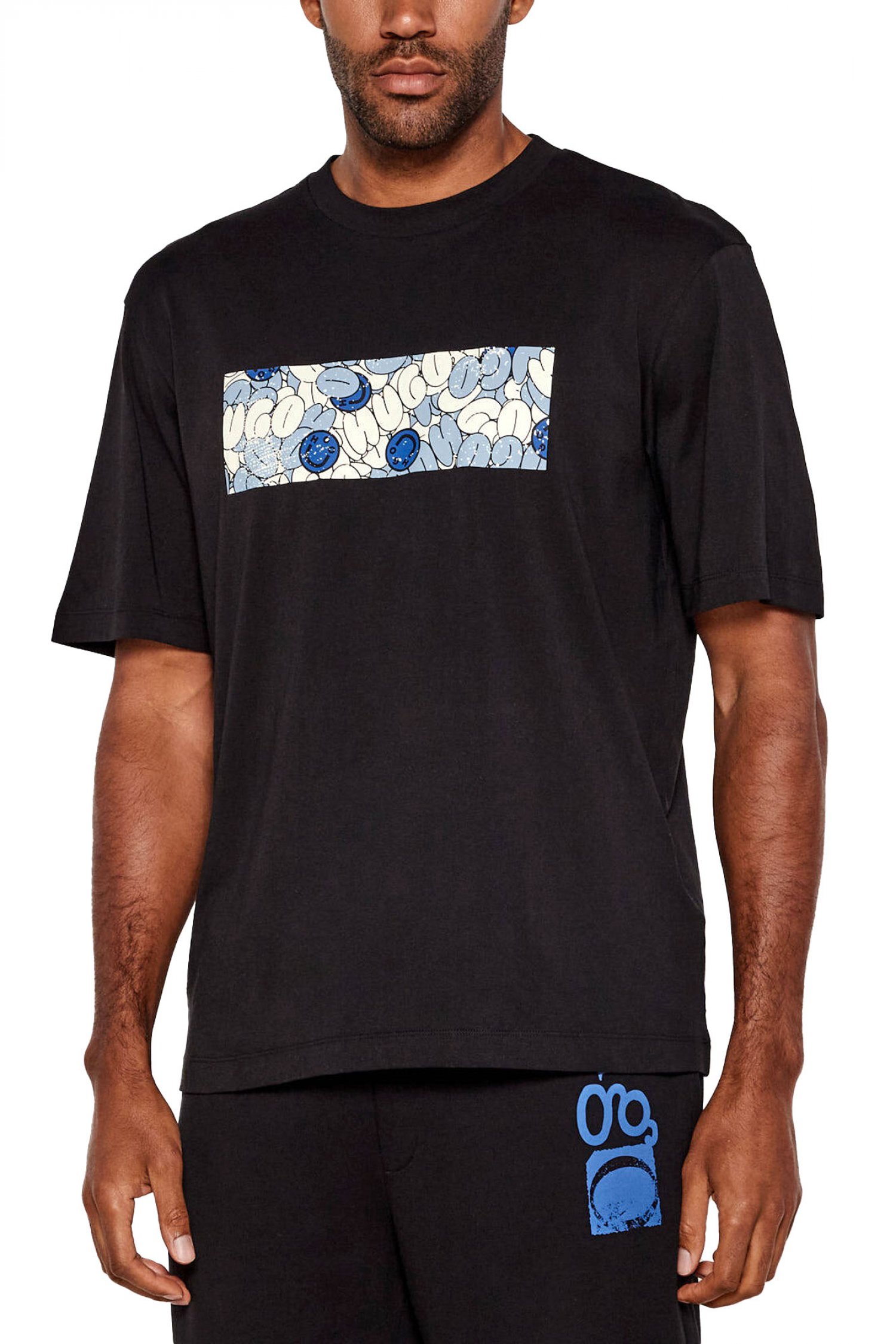 HUGO BLUE Τ-SHIRT ΜURIX ΜΑΥΡΟ