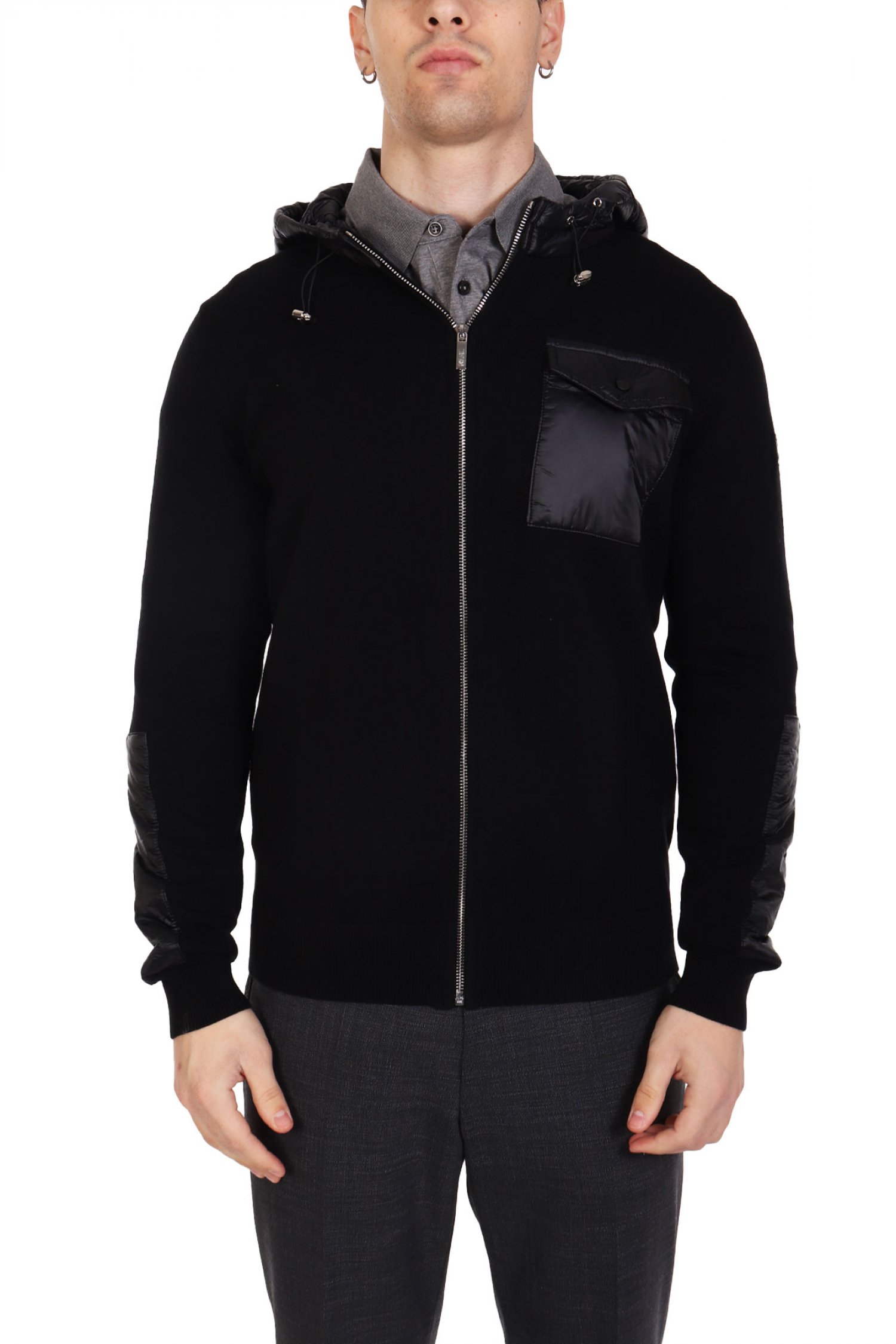 KARL LAGERFELD ΠΛΕΚΤΟ ZIPHOOD LOGO POCKET ΜΑΥΡΟ