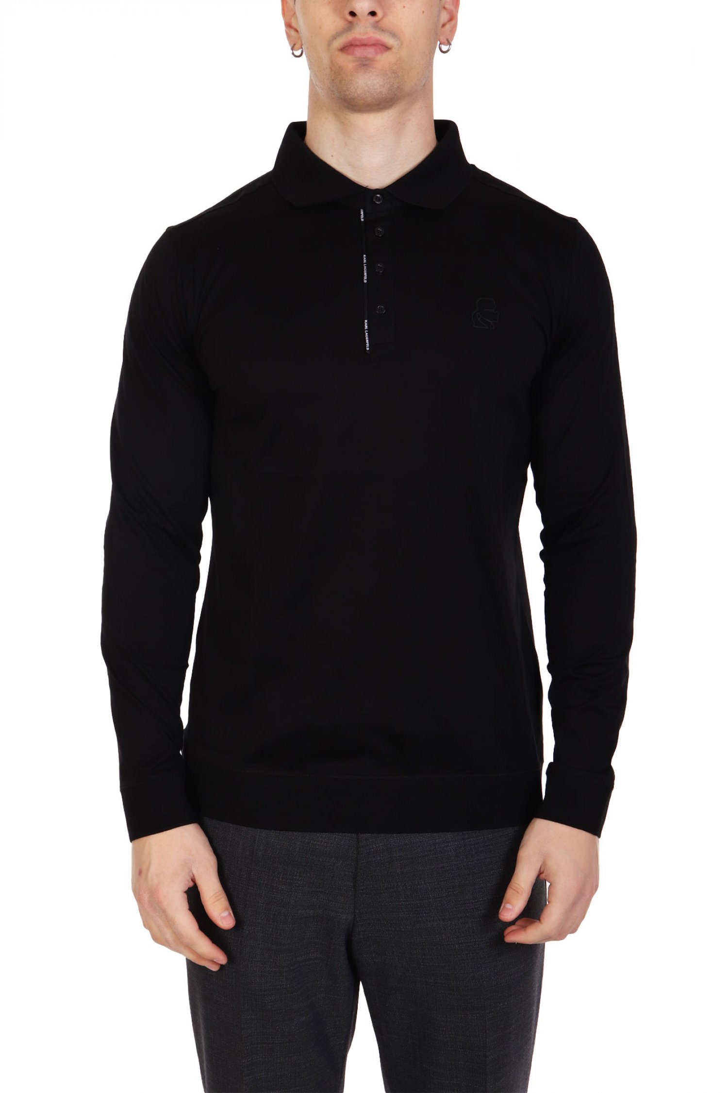 KARL LAGERFELD POLO LOGO ΜΑΥΡΟ