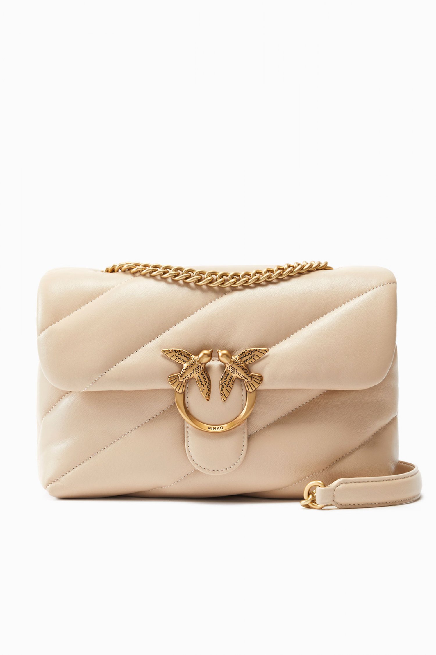 PINKO ΤΣΑΝΤΑ LOVE CLASSIC PUFF CL SHEEP NAPPA ΜΠΕΖ-ANTIQUE GOLD