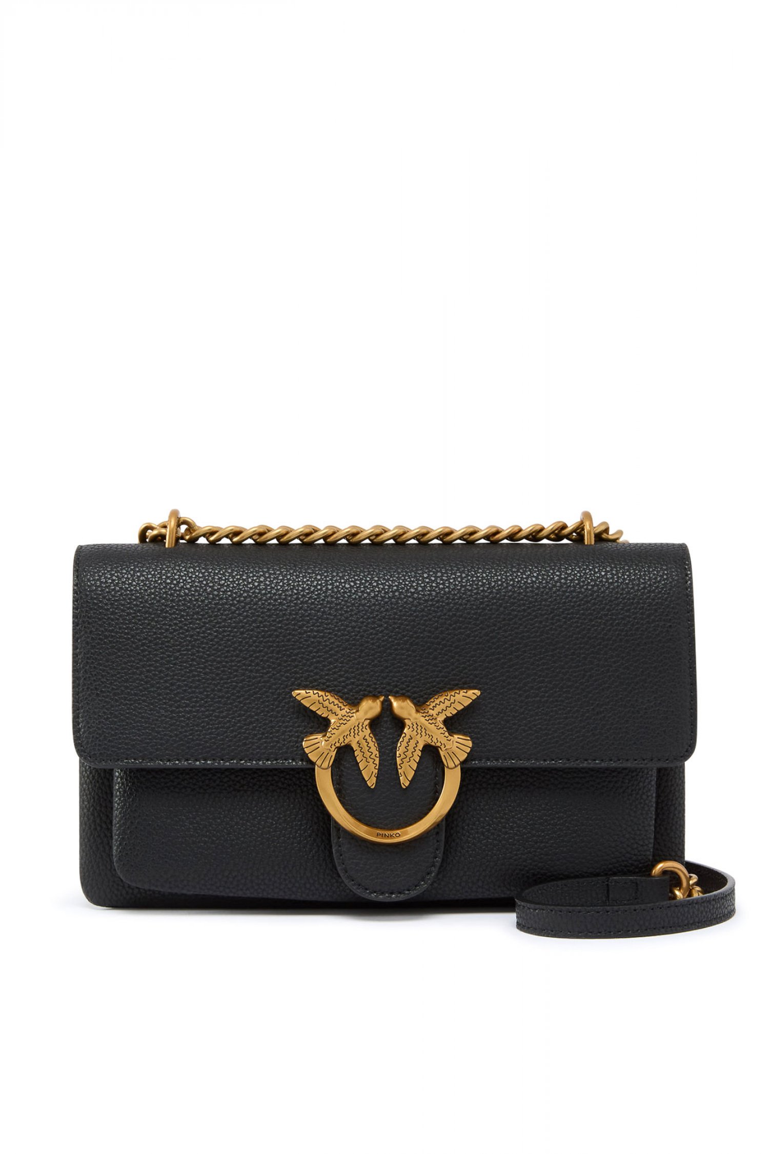 PINKO ΤΣΑΝΤΑΚΙ ΧΙΑΣΤΙ LOVE SOFT MINI PELLE BOTTALATA ΜΑΥΡΟ