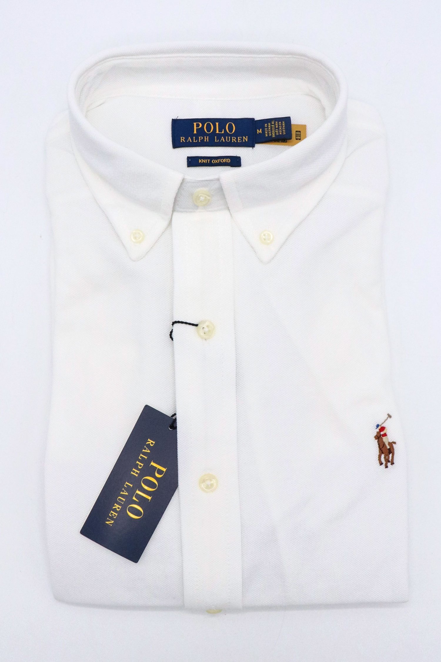 RALPH LAUREN ΠΟΥΚΑΜΙΣΟ PIQUET BUTTON DOWN KNIT OXFORD LOGO ΛΕΥΚΟ