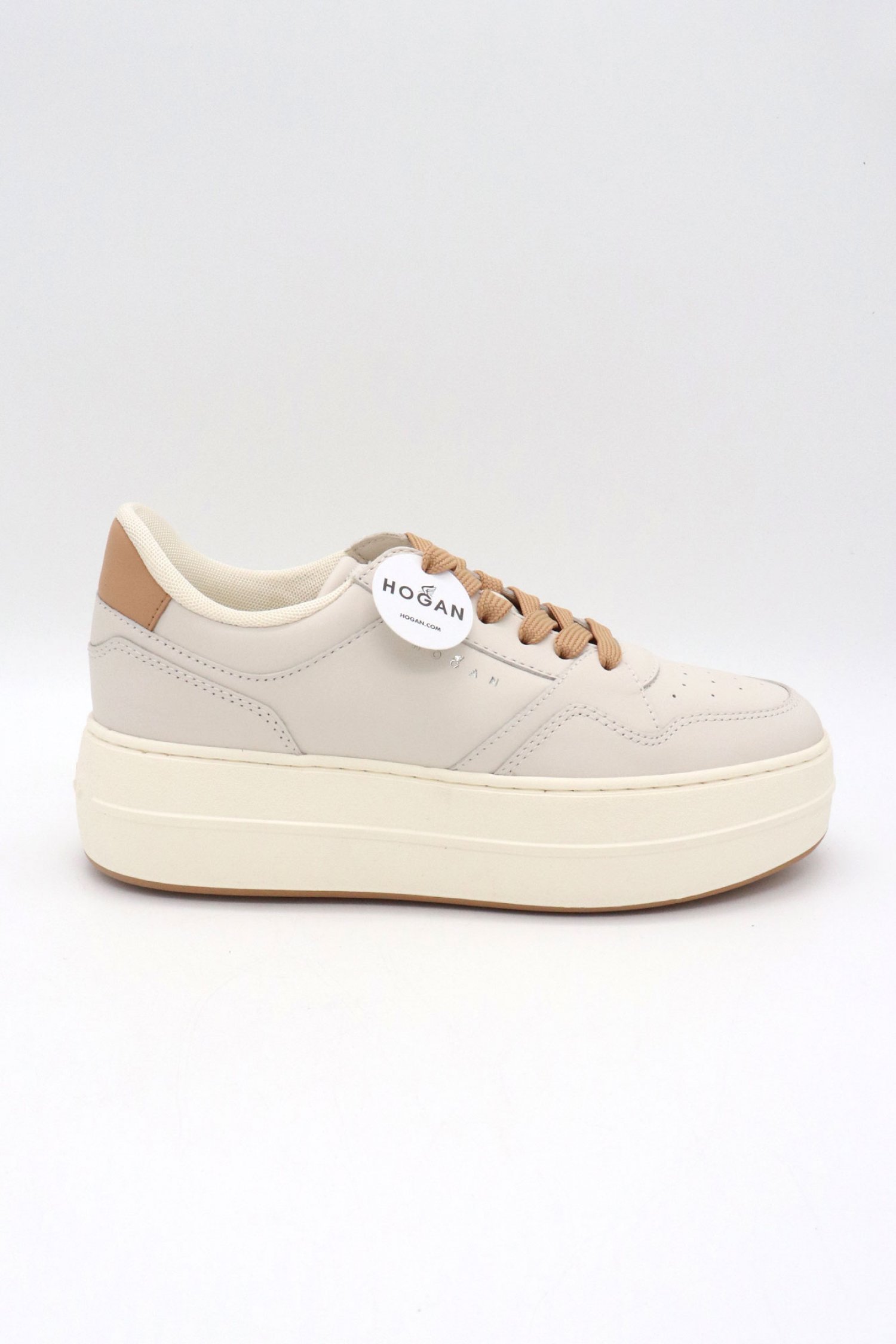 HOGAN HOGAN ΠΑΠΟΥΤΣΙΑ SNEAKERS H670 ALLACCIATO ΔΕΡΜΑ ΕΚΡΟΥ-ΜΠΕΖ