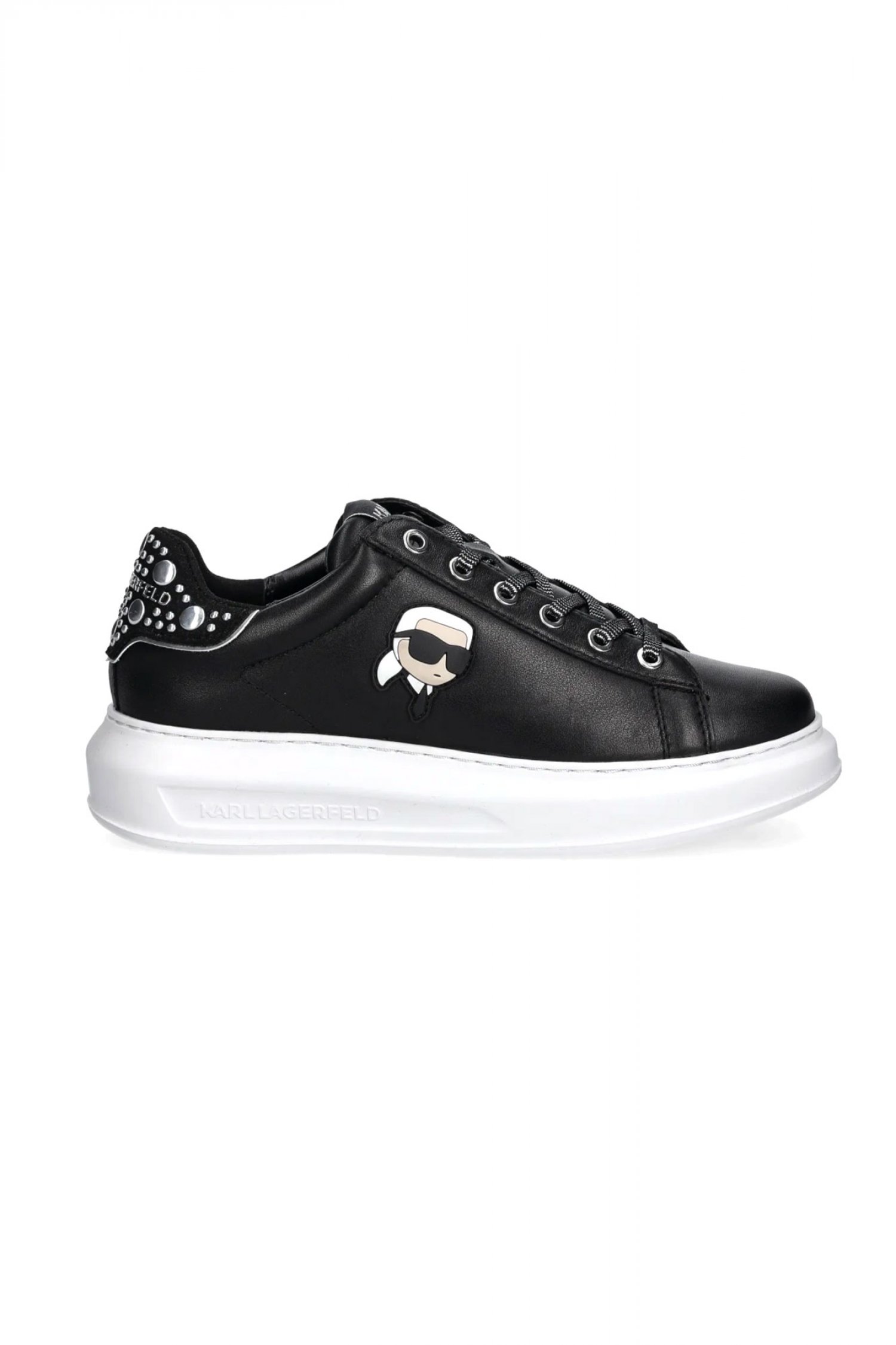 KARL LAGERFELD ΠΑΠΟΥΤΣΙΑ SNEAKERS KAPRI ΜΕΤΑΛΛΙΚΕΣ ΛΕΠΤΟΜΕΡΙΕΣ LOGO ΜΑΥΡΟ/ΛΕΥΚΟ