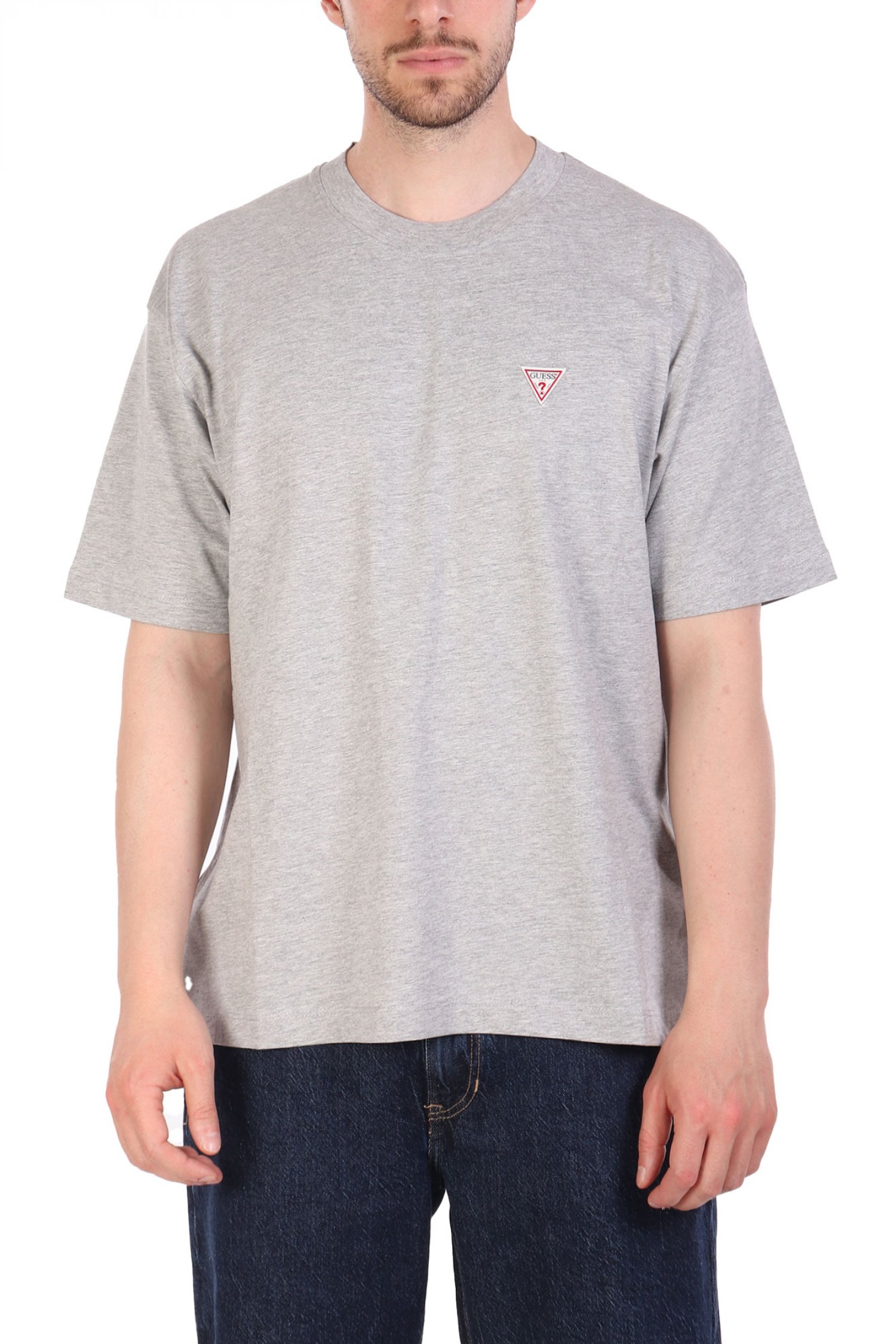 GUESS JEANS GUESS JEANS T-SHIRT CREWNECK OVERSIZED FIT LOGO ΓΚΡΙ