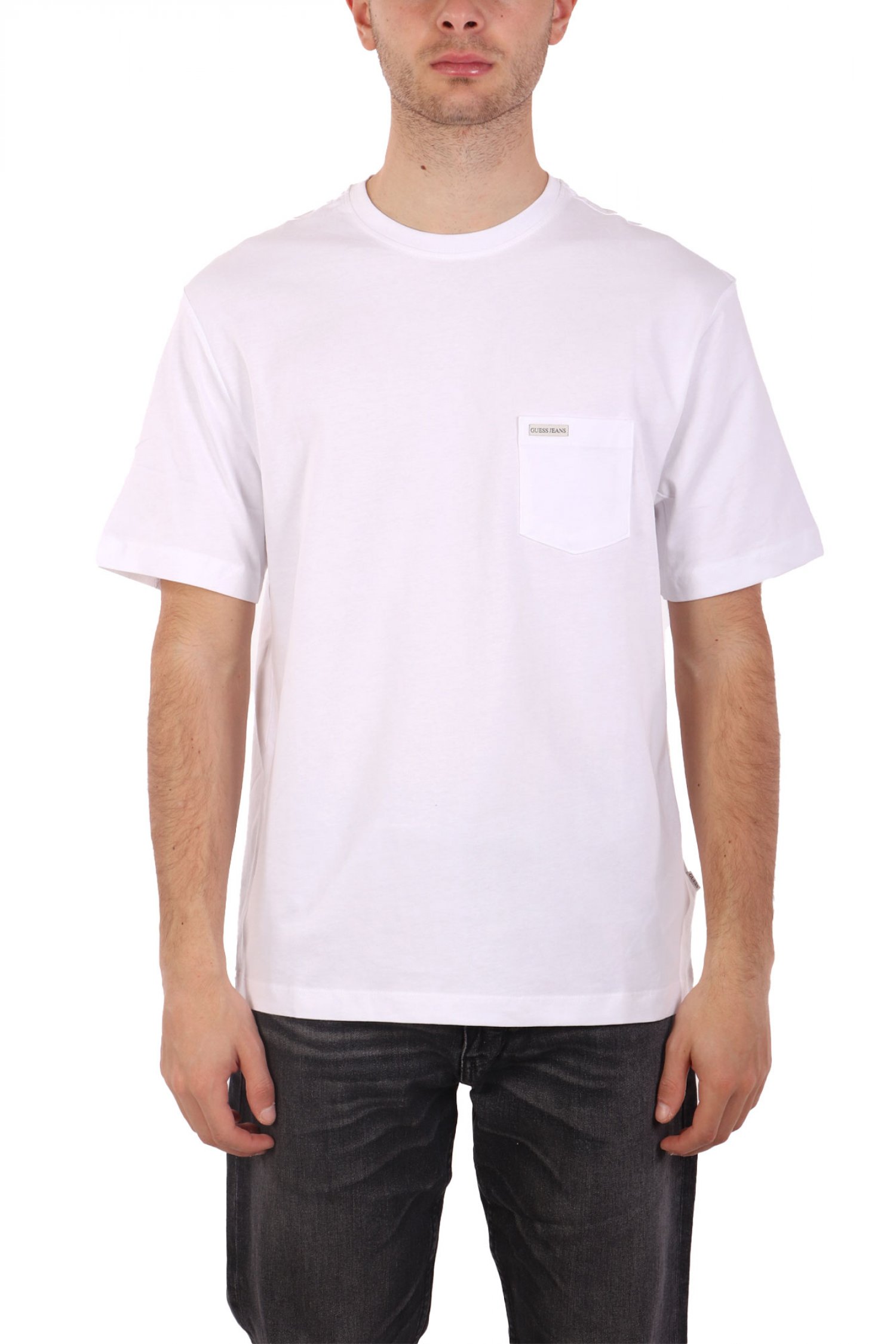 GUESS JEANS GUESS JEANS T-SHIRT CREWNECK REGULAR FIT LOGO ΛΕΥΚΟ