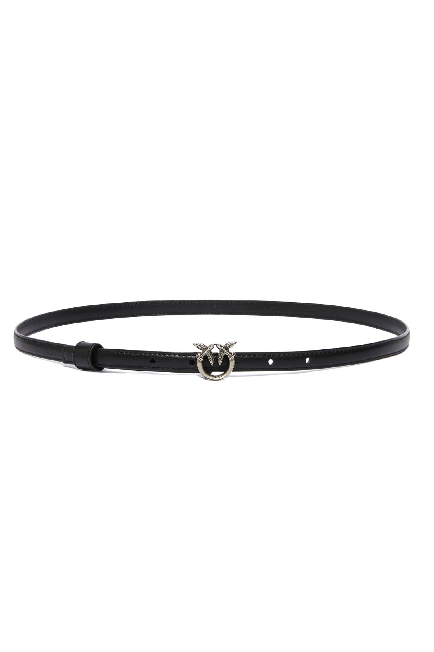 PINKO ΖΩΝΗ LOVE BERRY H1 BELT VITELLO SETA ΑΓΡΑΦΑ ΑΣΗΜΙ-ΜΑΥΡΟ