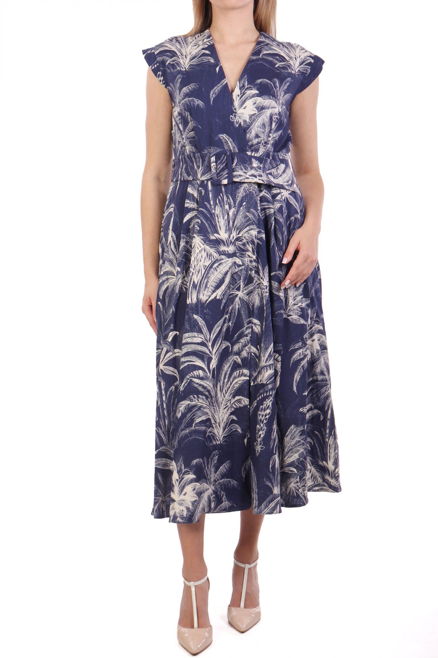 MARELLA ΦΟΡΕΜΑ MAXI ALINE ΚΡΟΥΑΖΕ ΑΠΟΣΠΩΜΕΝΗ ΖΩΝΗ ΕΜΠΡΙΜΕ ΜΠΛΕ