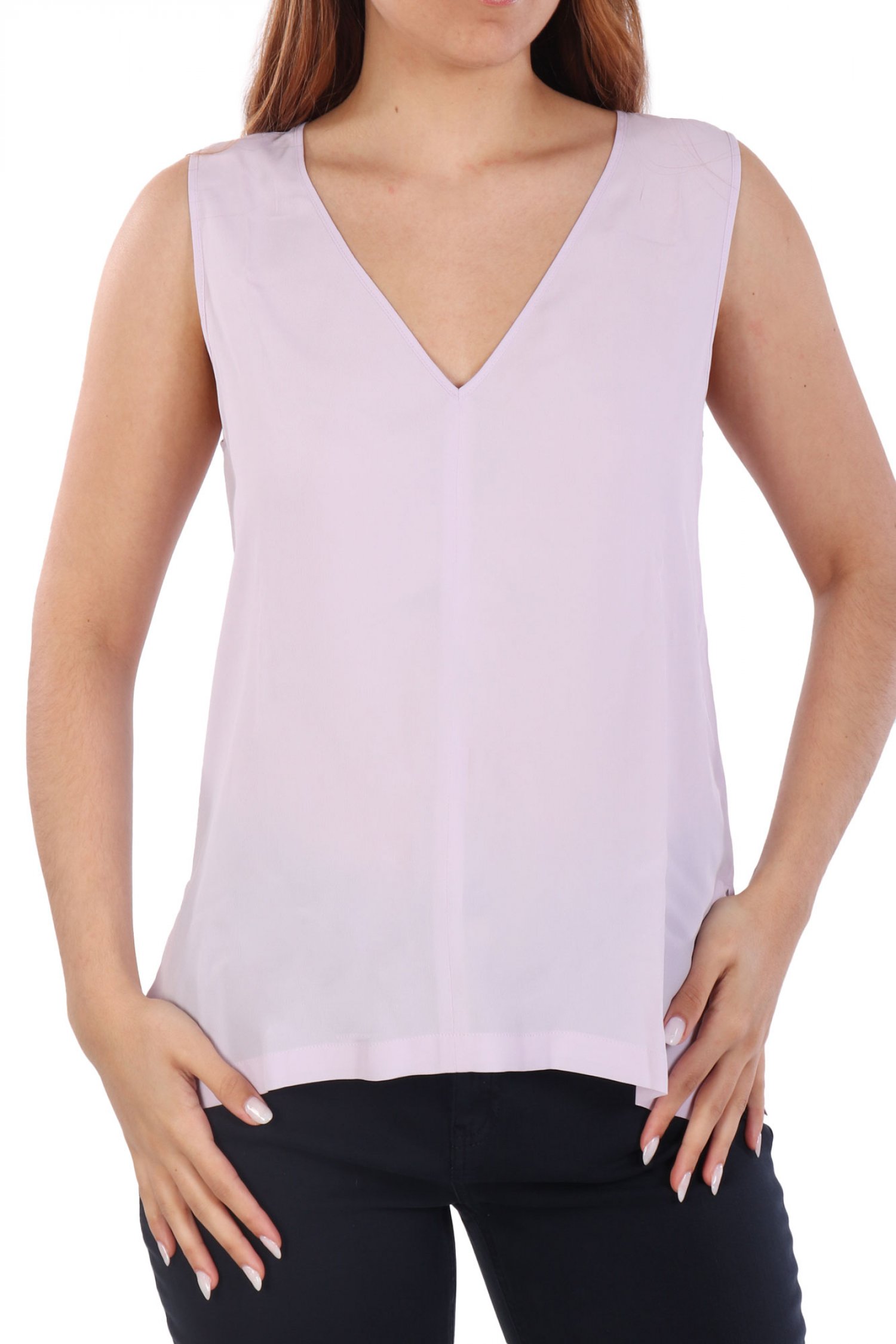 MARELLA EMME ΜΠΛΟΥΖΑ ΤΟΠ GINNICO V-NECK ΜΕΤΑΞΙ ΛΙΛΑ