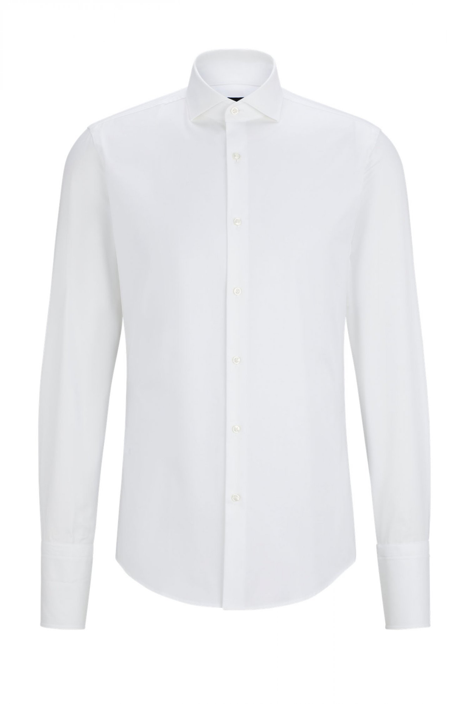 BOSS ΠΟΥΚΑΜΙΣΟ ΜΑΝΙΚΕΤΟΚΟΥΜΠΟ SLIM FIT STRETCH H-HANK-SPREAD-DC-214 ΛΕΥΚΟ