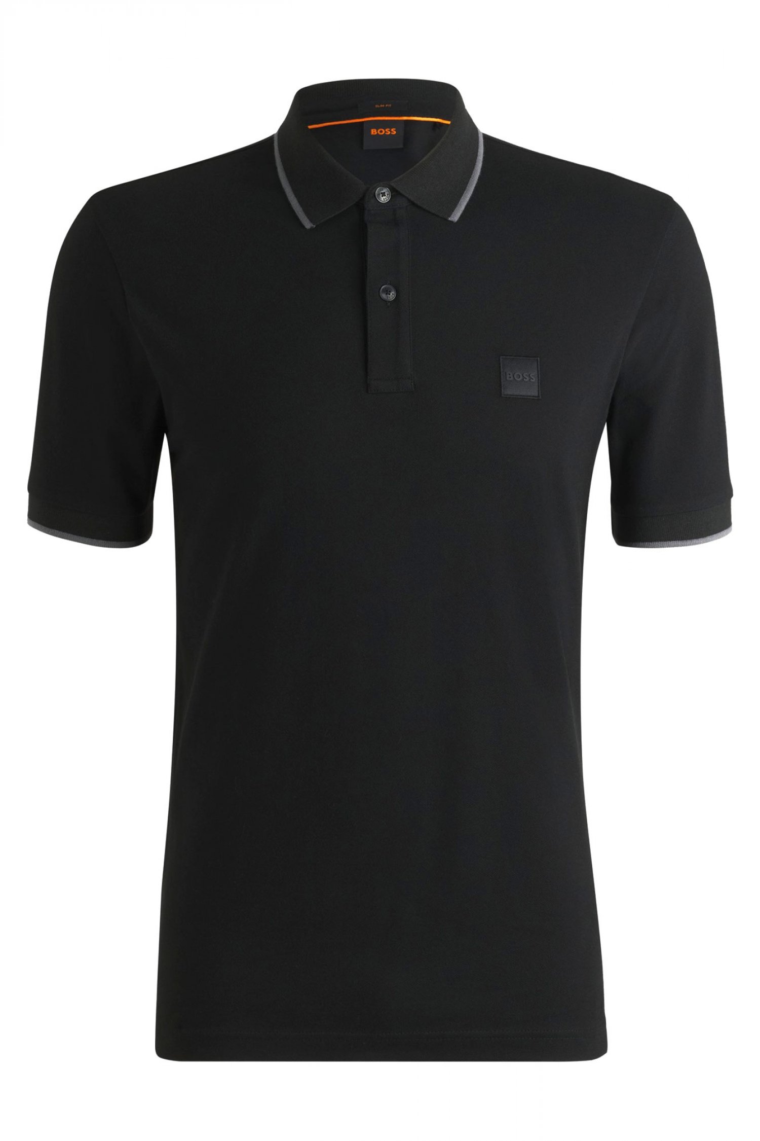 BOSS CASUAL ΚΟΝΤΟΜΑΝΙΚΟ POLO SLIM FIT PASSERTIP ΜΑΥΡΟ