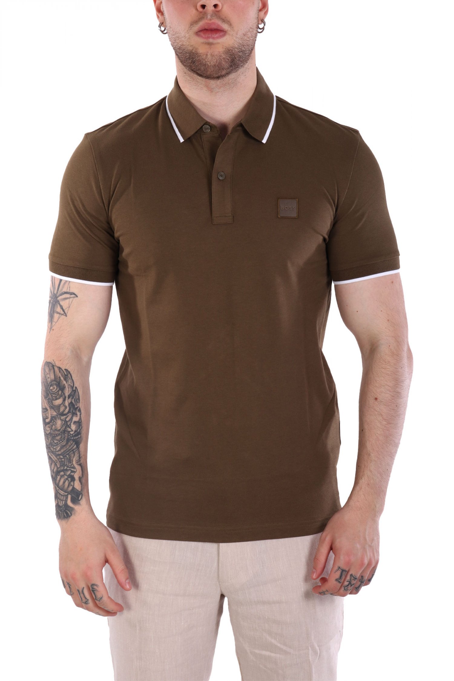 BOSS CASUAL ΚΟΝΤΟΜΑΝΙΚΟ POLO SLIM FIT PASSERTIP ΛΑΔΙ