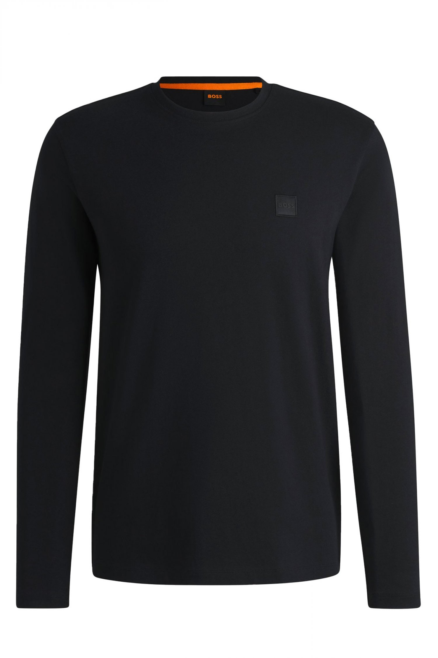 BOSS CASUAL T-SHIRT ΜΑΚΡΥΜΑΝΙΚΟ REGULAR FIT TACKS ΜΑΥΡΟ