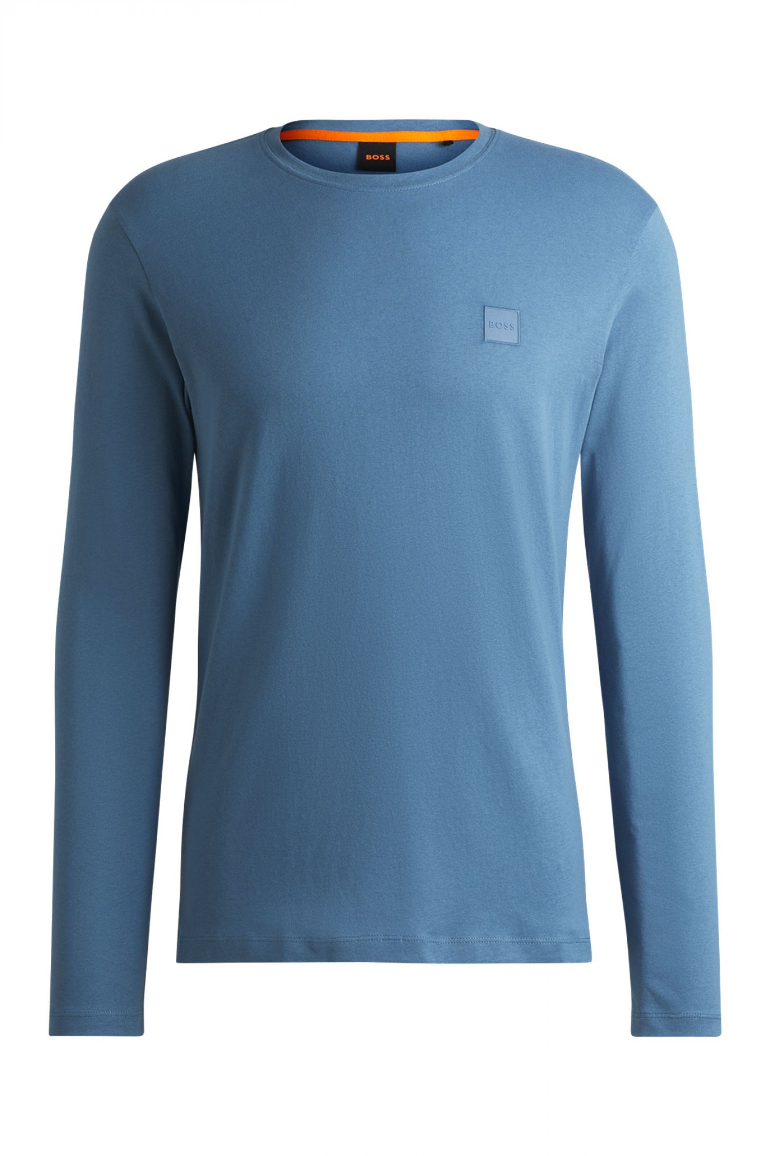 BOSS CASUAL T-SHIRT ΜΑΚΡΥΜΑΝΙΚΟ REGULAR FIT TACKS ΑΝΟΙΧΤΟ ΜΠΛΕ