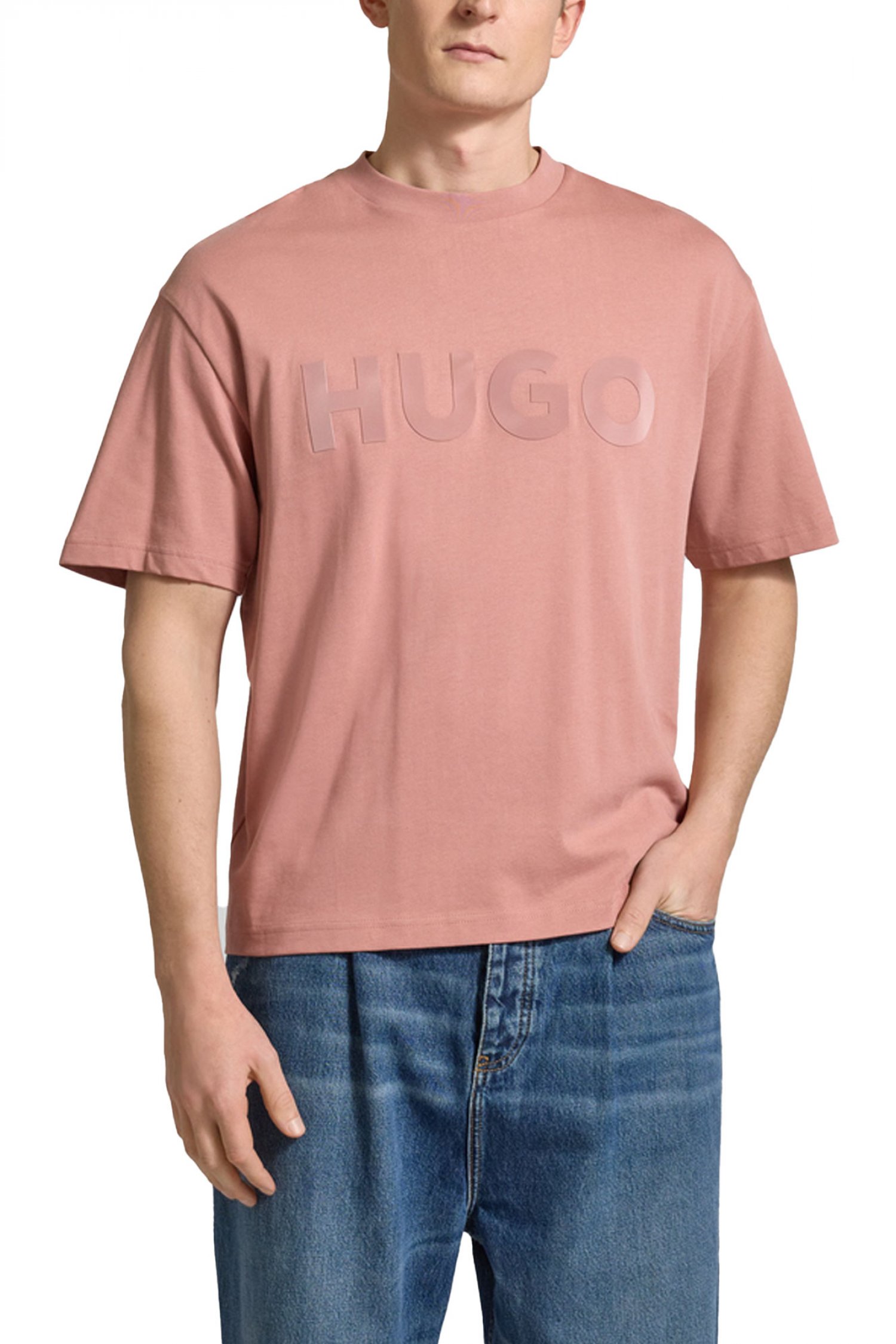 HUGO T-SHIRT DINKEE OVERSIZED FIT LOGO ΡΟΖ