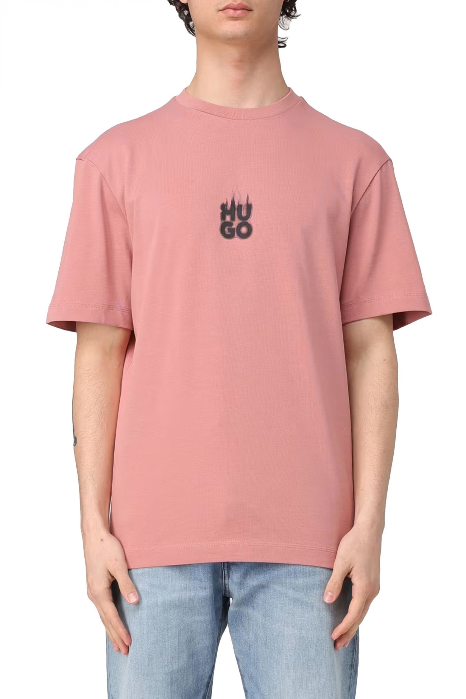 HUGO T-SHIRT DALSAR RELAXED FIT LOGO ΡΟΖ