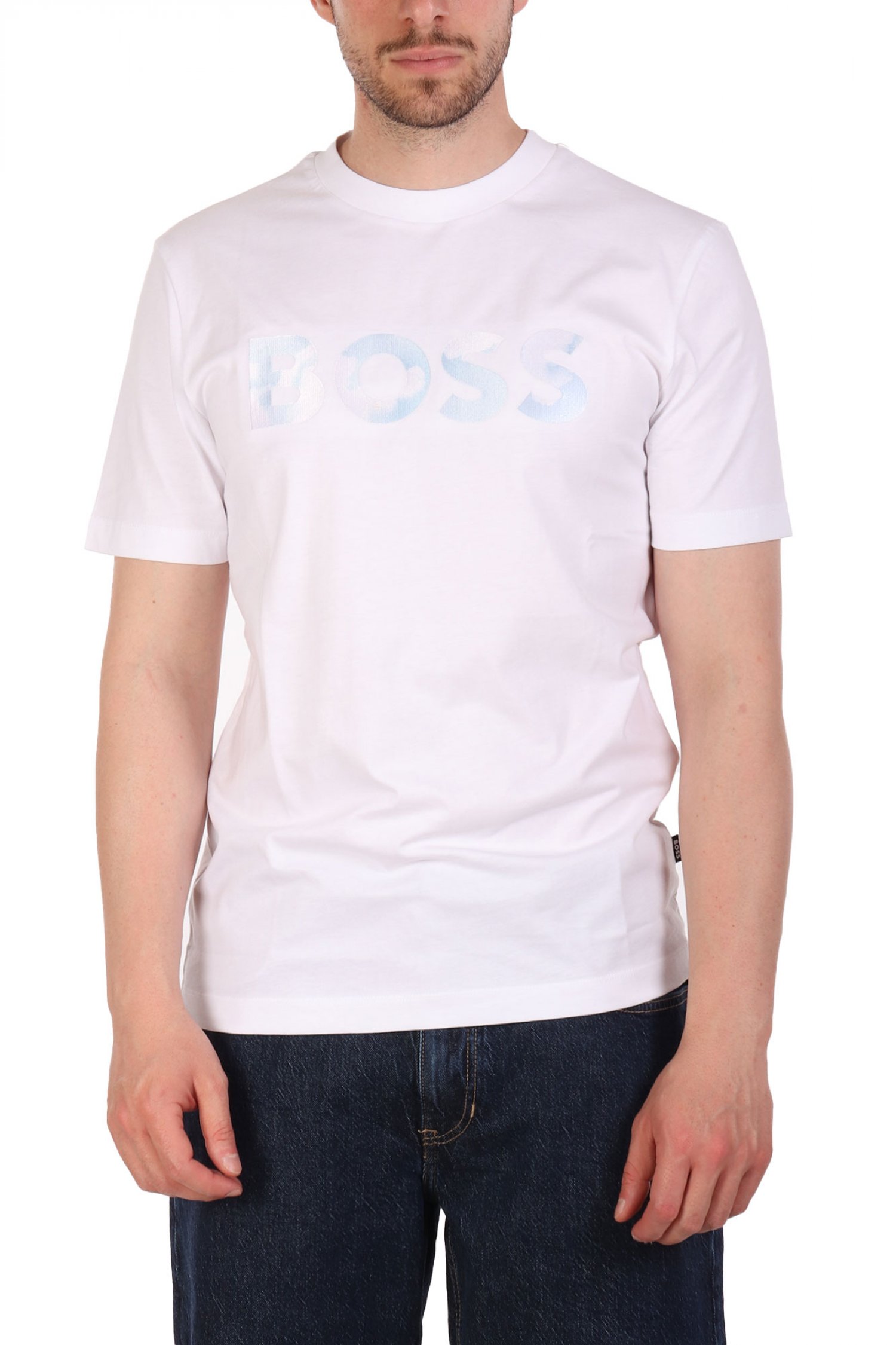 BOSS T-SHIRT REGULAR FIT C-THOMPSON 70 LOGO ΕΚΡΟΥ