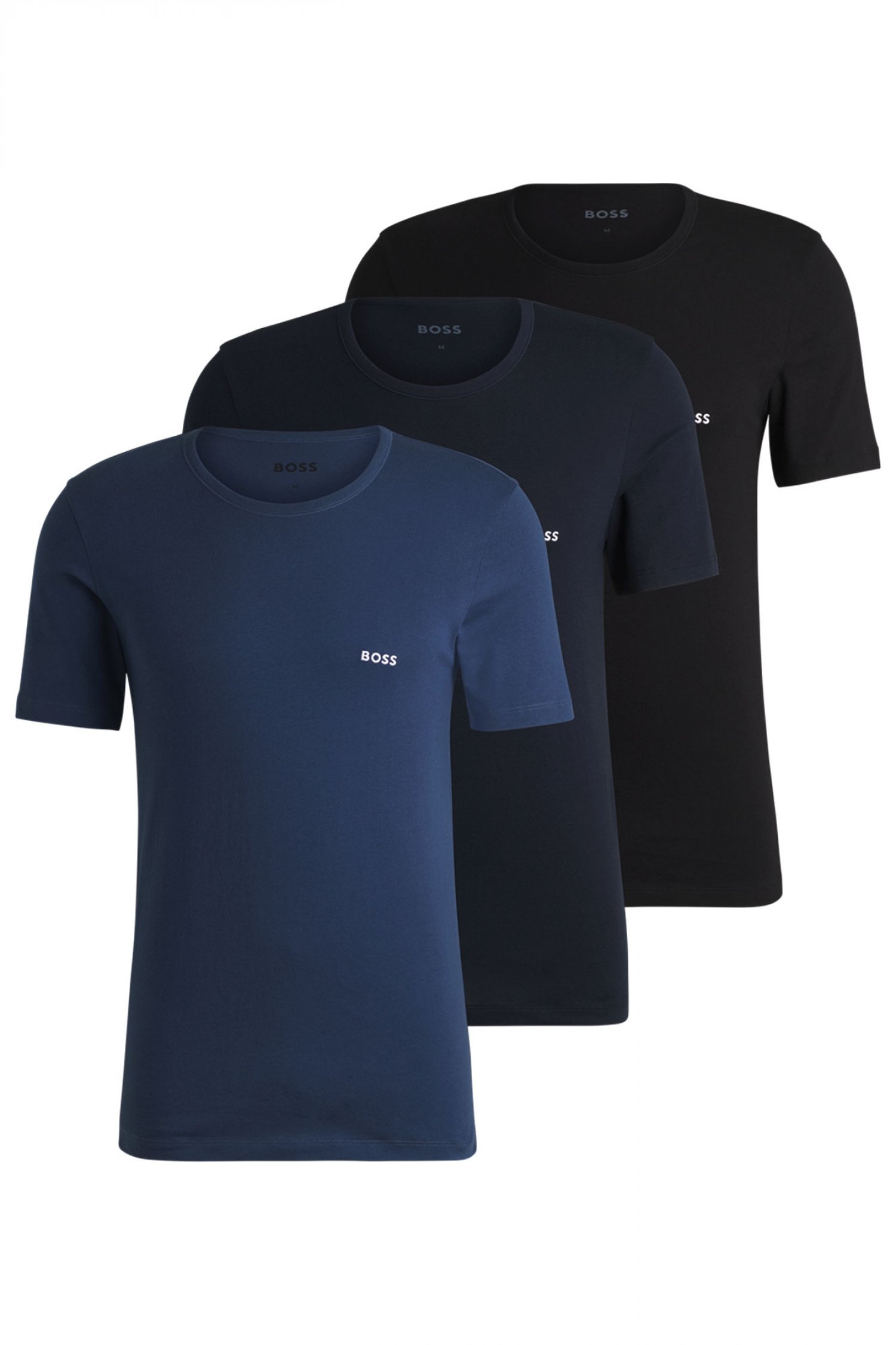 BOSS ΕΣΩΡΟΥΧΟ 3P T-SHIRT REGULAR FIT TSHIRTRN CLASSIC ΜΑΥΡΟ-ΜΠΛΕ-ΣΚΟΥΡΟ ΜΠΛΕ