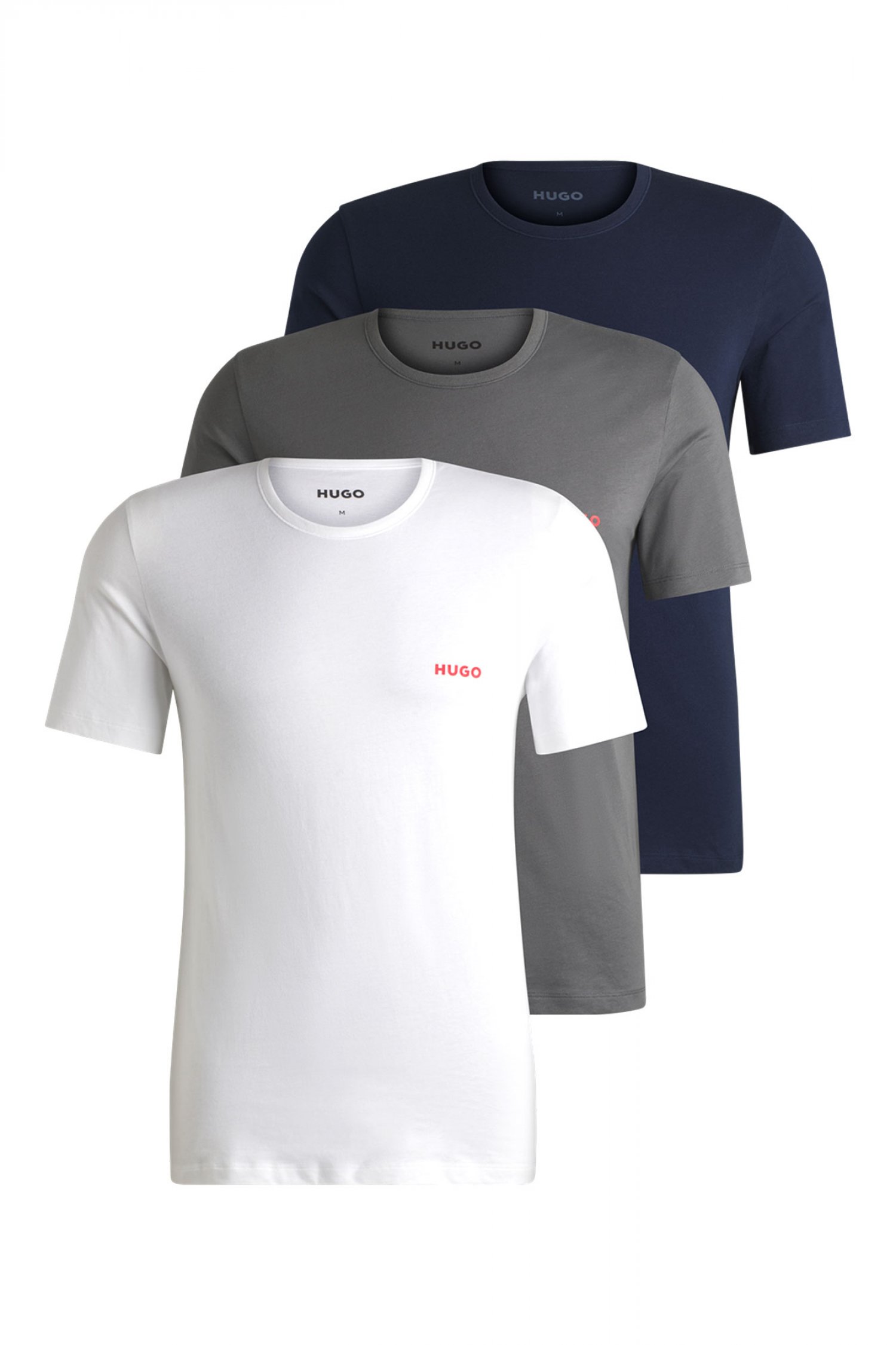 HUGO T-SHIRT ΕΣΩΡΟΥΧΑ RN TRIPLET P ΛΕΥΚΟ-ΓΚΡΙ-ΜΑΥΡΟ