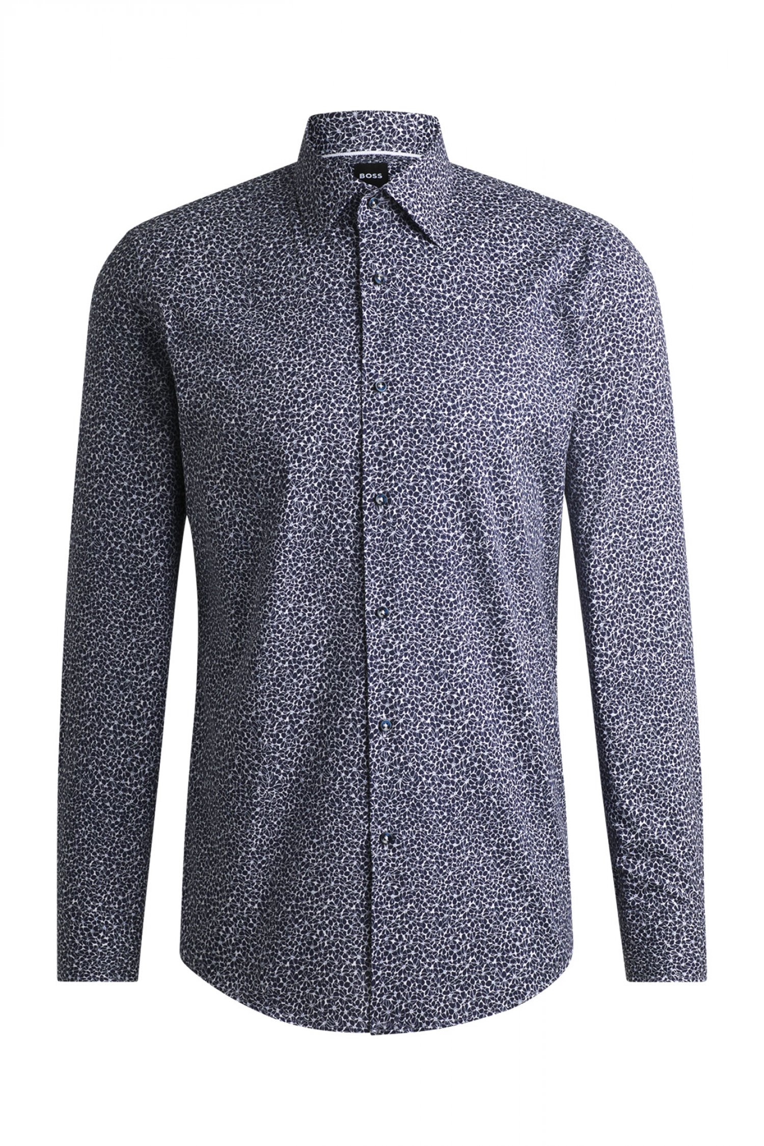 BOSS ΠΟΥΚΑΜΙΣΟ ΜΙΚΡΟΣΧΕΔΙΟ SLIM FIT H-HANK-KENT-C1-214 ΜΠΛΕ