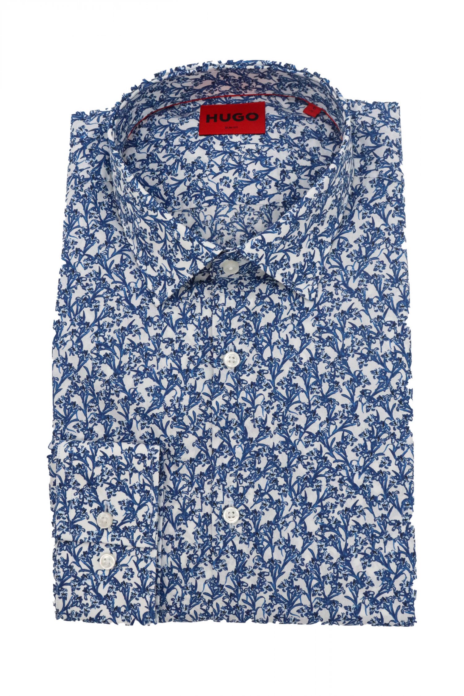 HUGO ΠΟΥΚΑΜΙΣΟ KΕΝΝΟ SLIM FIT ΜΙΚΡΟΣΧΕΔΙΟ ΛΕΥΚΟ-ΜΠΛΕ