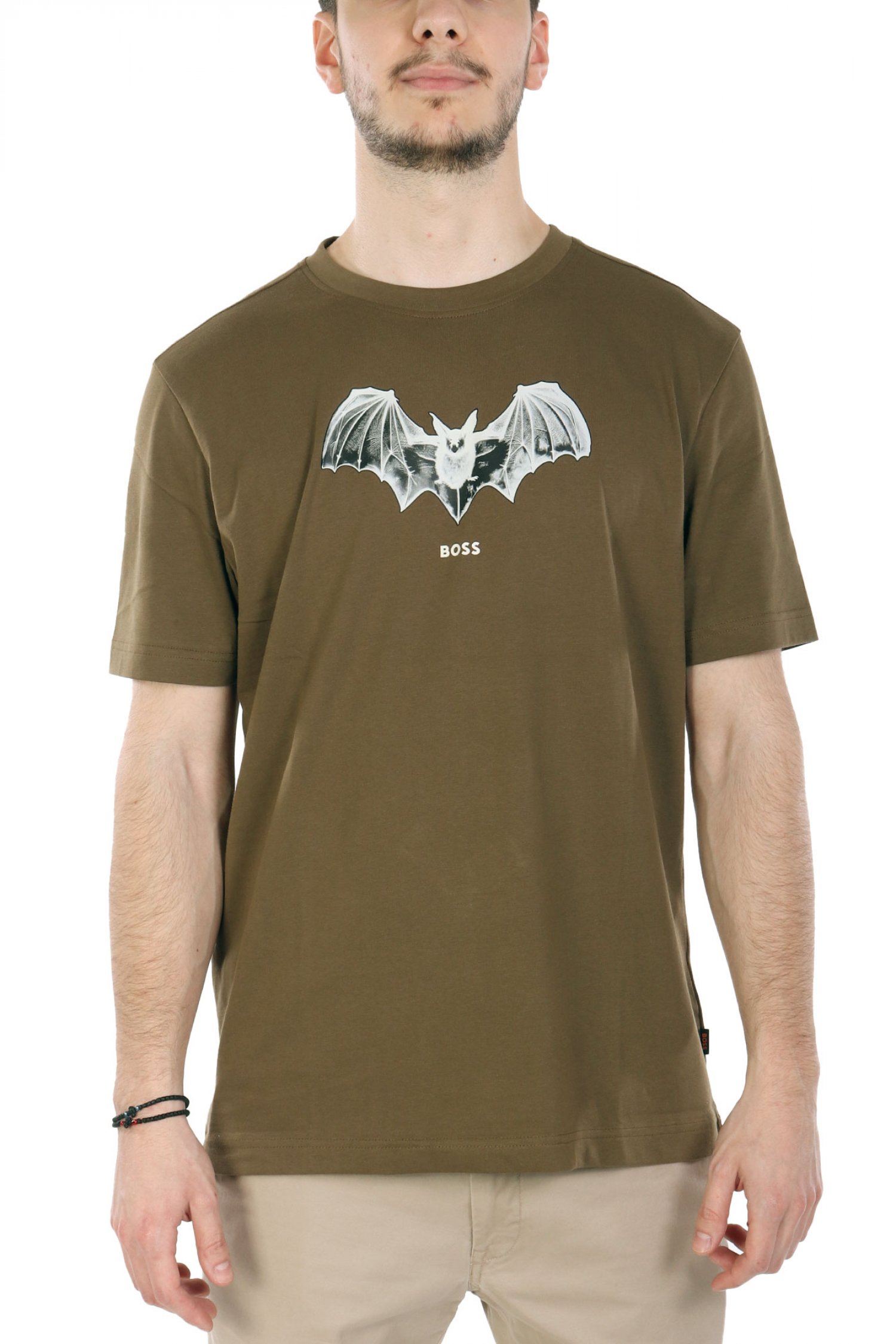 BOSS CASUAL T-SHIRT ΜΕ ΣΤΑΜΠΑ REGULAR FIT TE_SPIDERBAT ΛΑΔΙ