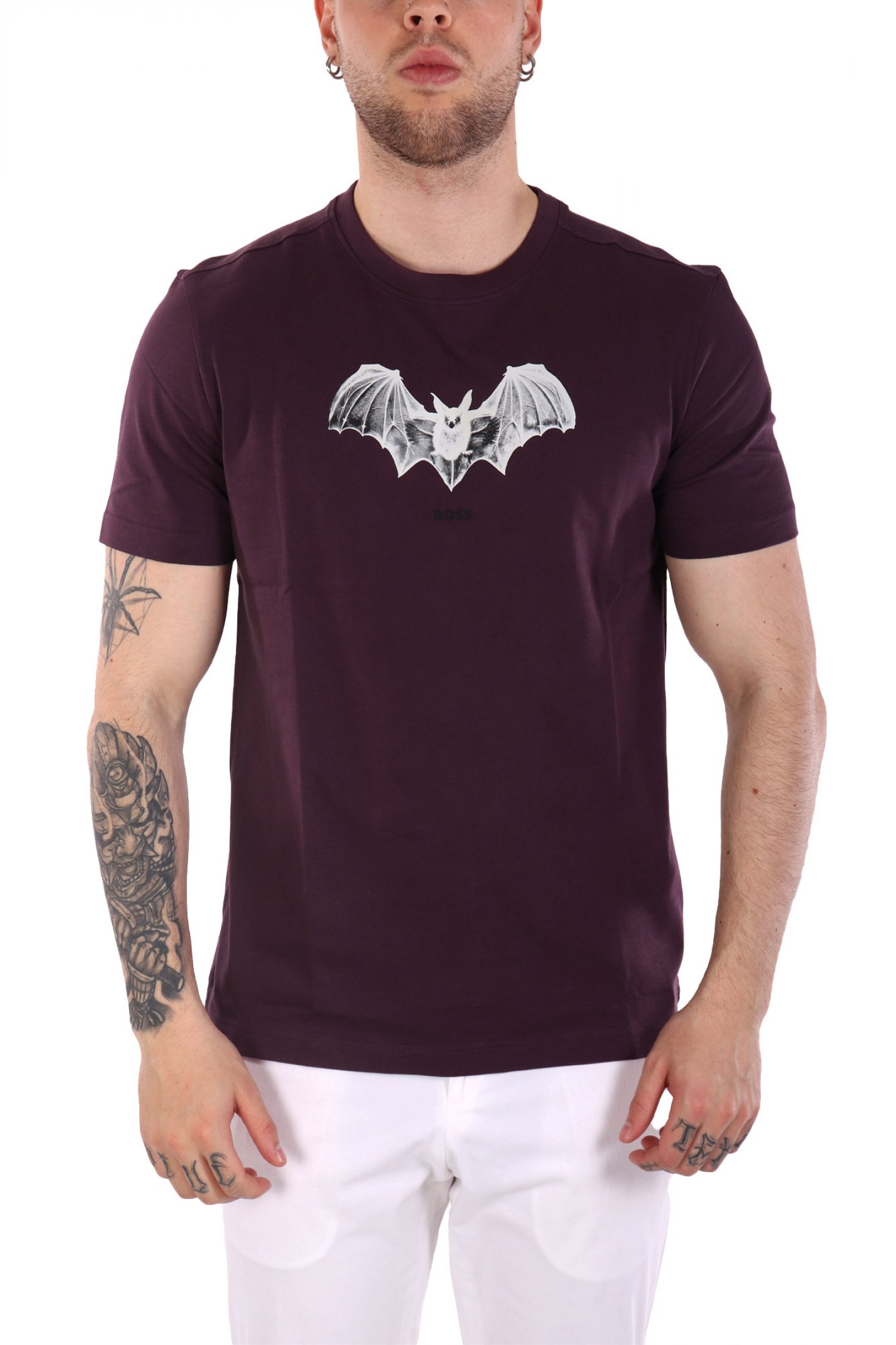 BOSS CASUAL T-SHIRT ΜΕ ΣΤΑΜΠΑ REGULAR FIT TE_SPIDERBAT ΜΕΛΙΤΖΑΝΙ