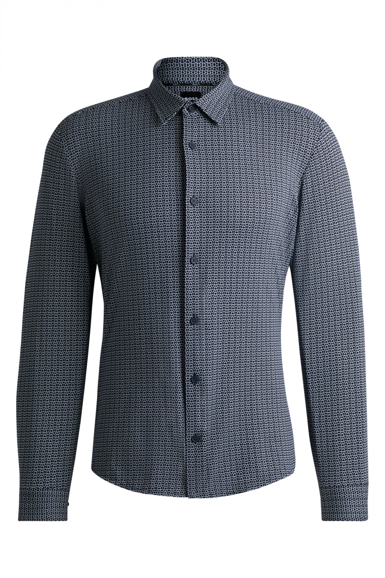 BOSS ΠΟΥΚΑΜΙΣΟ SLIM FIT P-ROAN-KENT-C1-233 ΣΚΟΥΡΟ ΜΠΛΕ