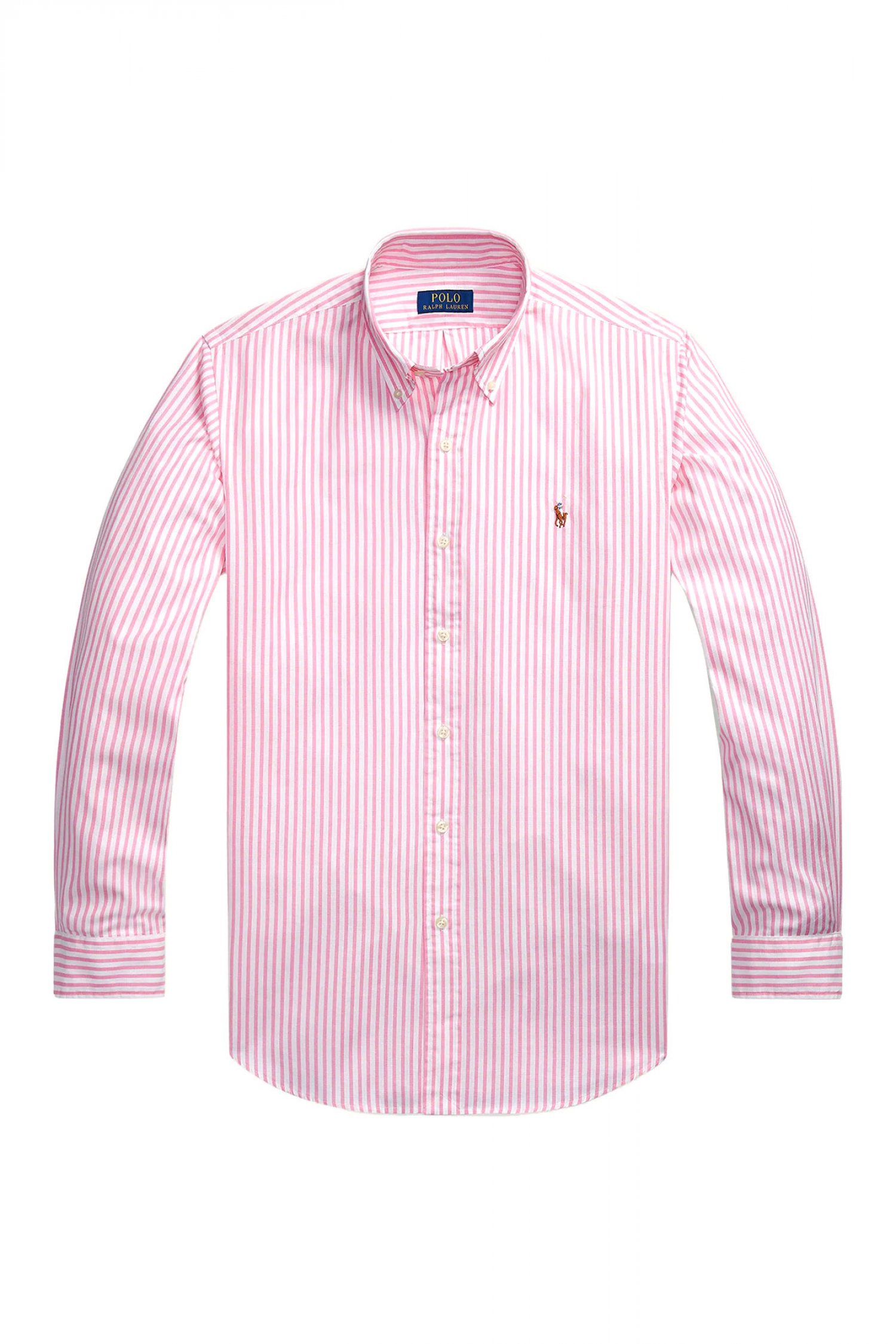 RALPH LAUREN ΠΟΥΚΑΜΙΣΟ ΡΙΓΕ BUTTON DOWN OXFORD CUSTOM FIT ΡΟΖ-ΛΕΥΚΟ