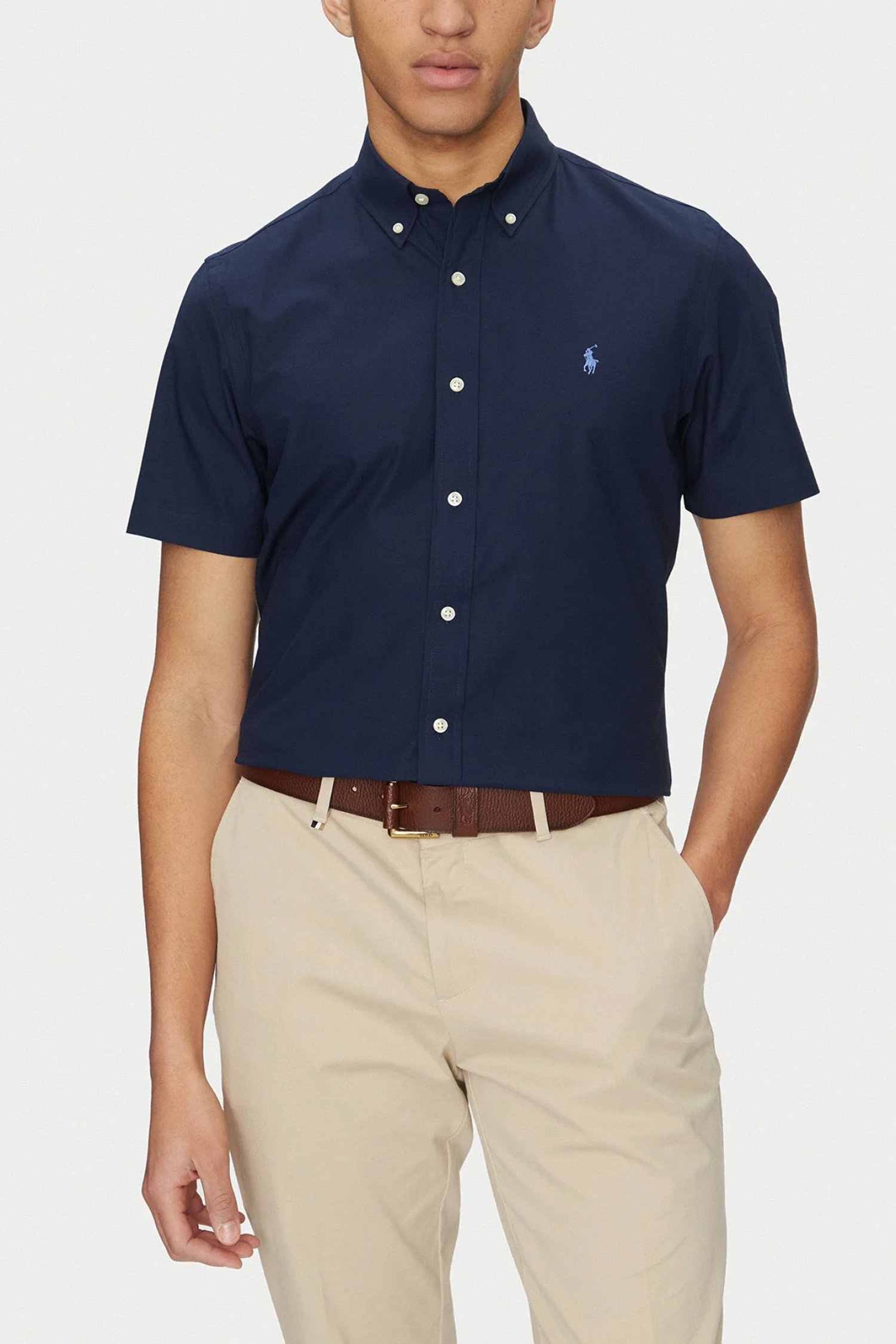 RALPH LAUREN ΠΟΥΚΑΜΙΣΟ BUTTON DOWN CUSTOM FIT SS ΜΠΛΕ
